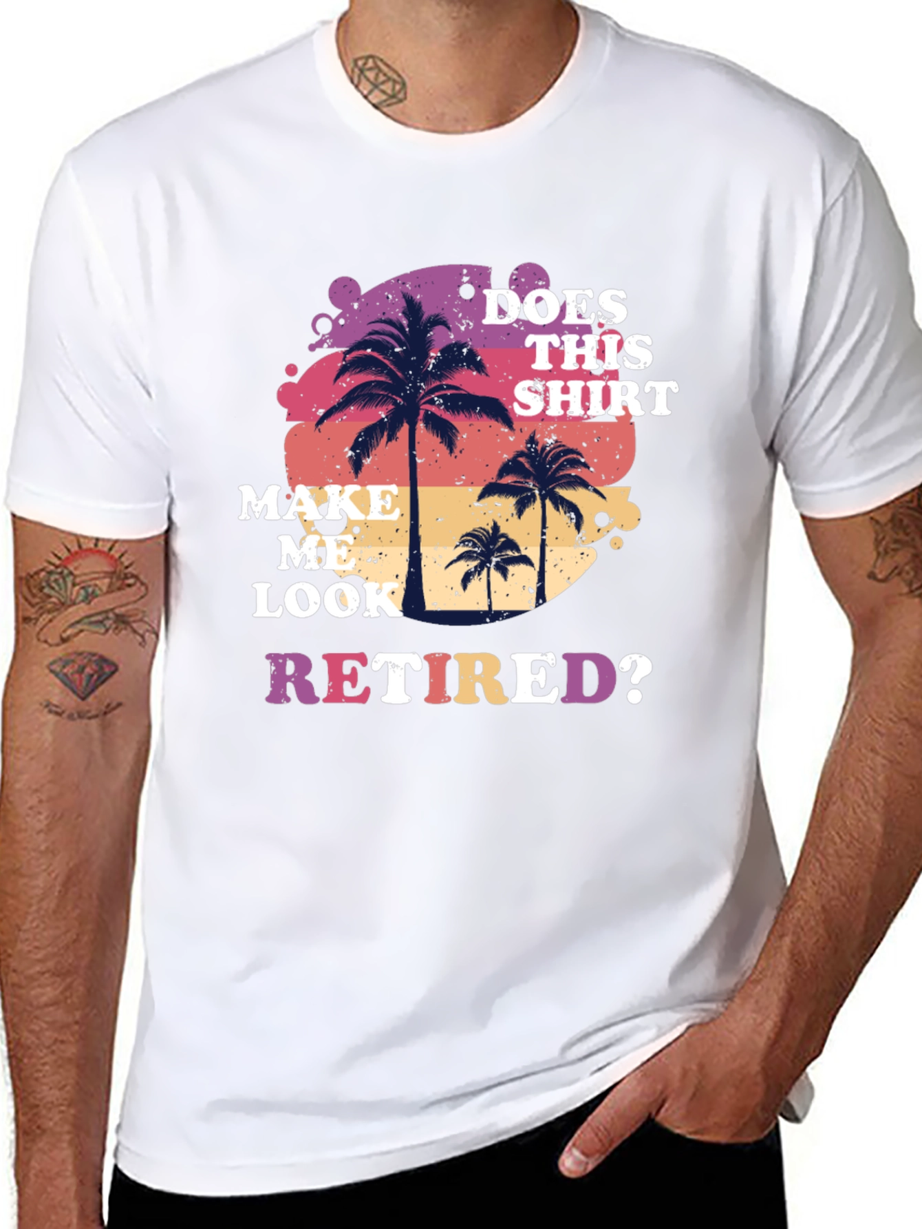 Black Retired Graphic T-Shirt: Palm Tree Design view 8