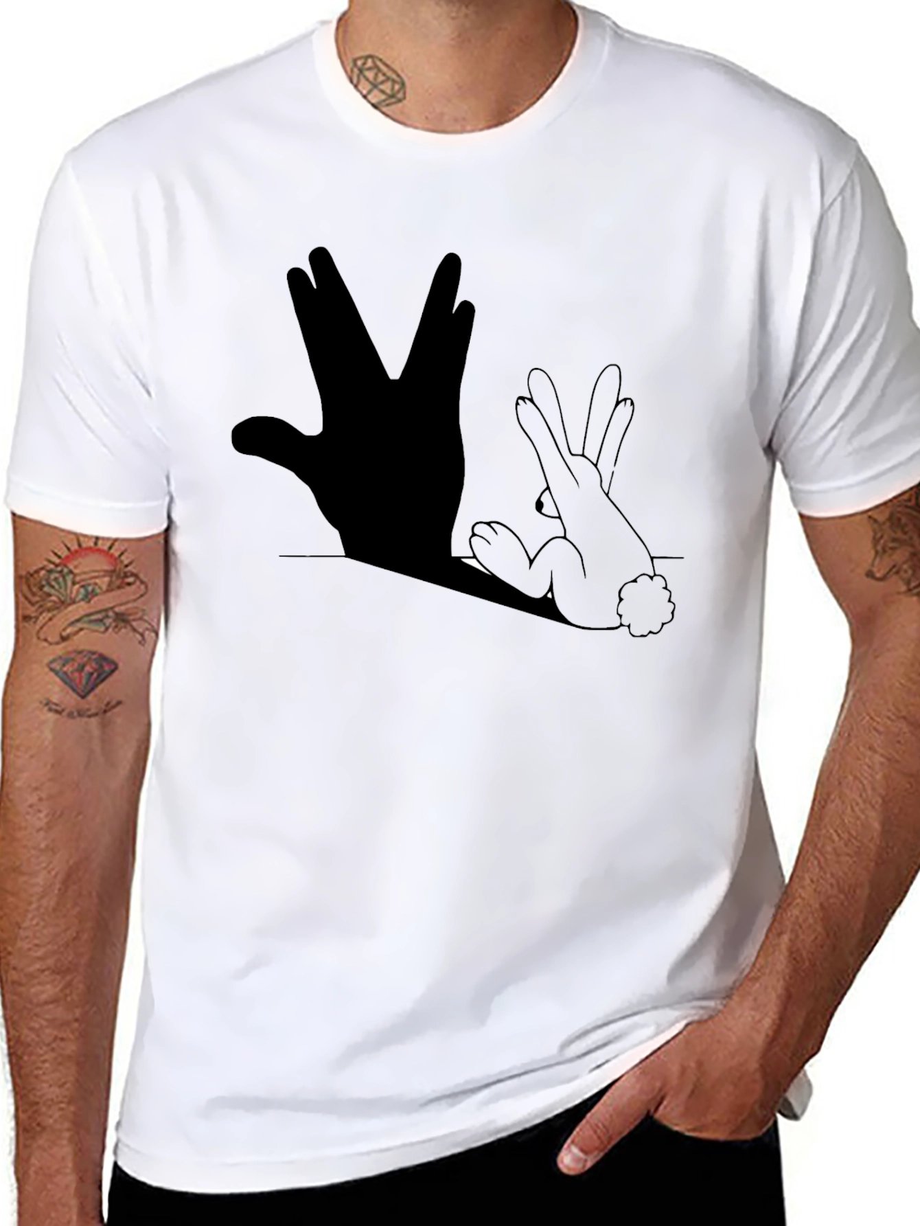 Black Vulcan Salute Rabbit Shadow T-Shirt view 8