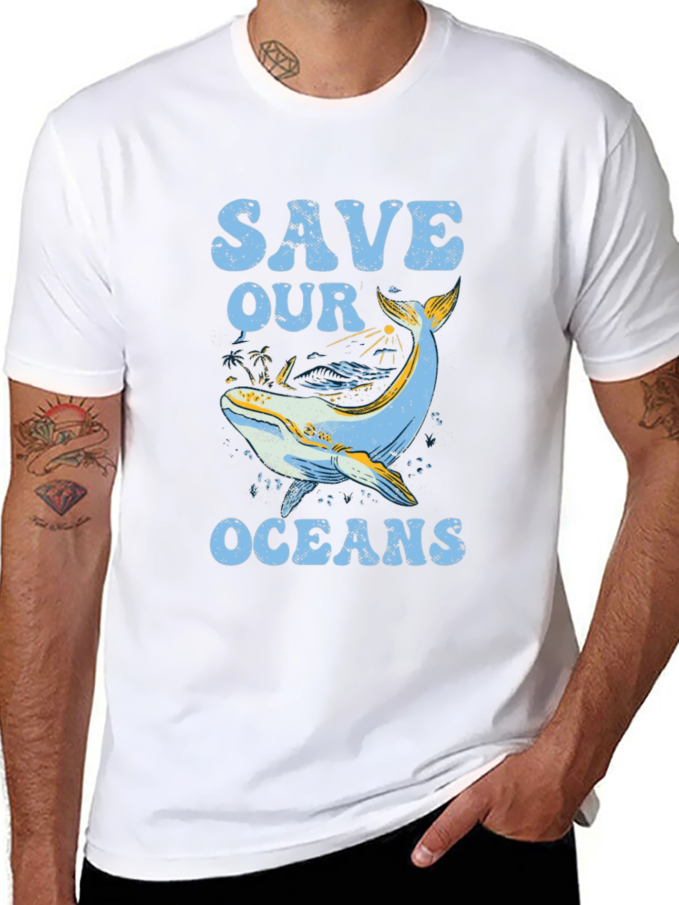 Black Save Our Oceans Graphic Tee - Black Cotton T-Shirt view 8