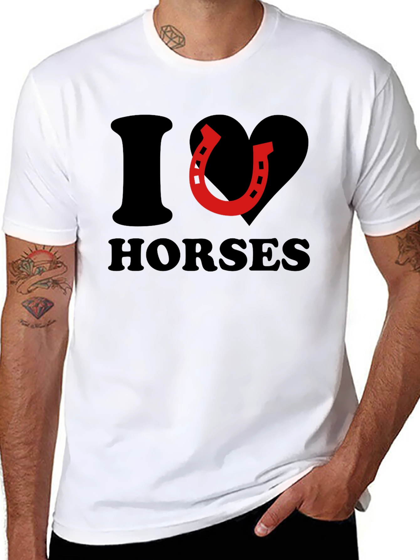 Black I Love Horses T-Shirt view 8