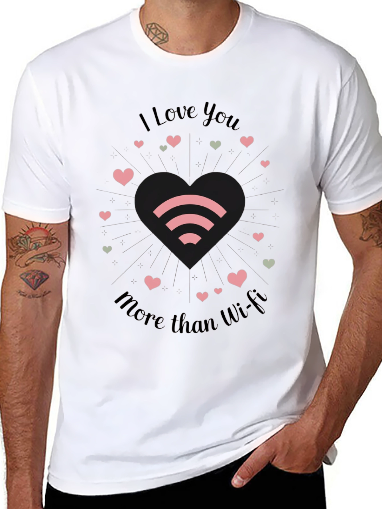 Black I Love You More Than Wi-Fi T-Shirt - Black view 8