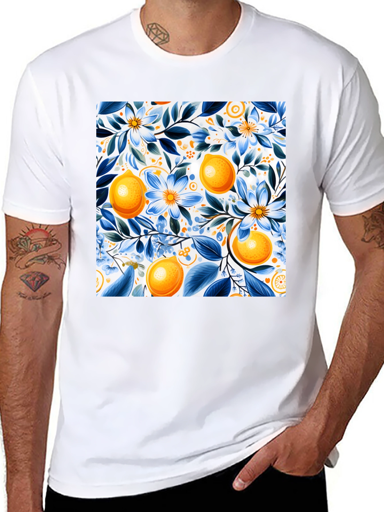 Citrus Floral T-Shirt - Vibrant Graphic Tee - 8