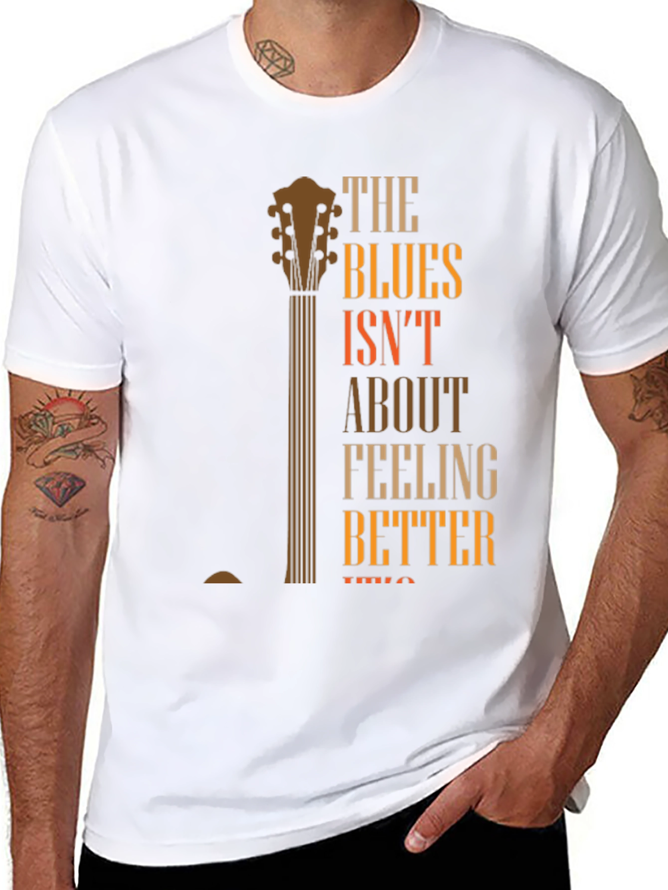Blues Guitar Graphic T-Shirt - Feeling Better Lyric Tee - 8