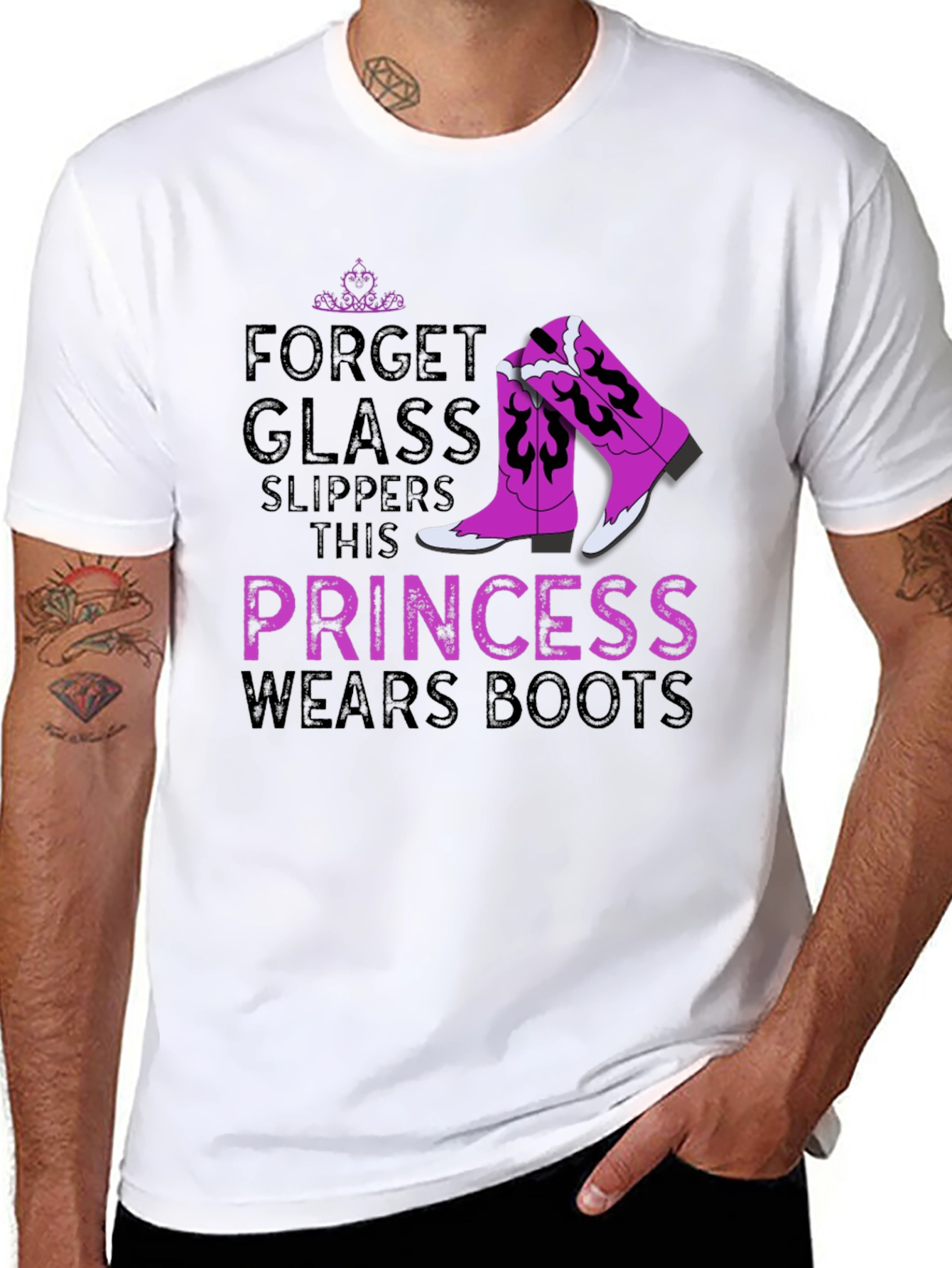 Black Princess Wears Boots Graphic T-Shirt view 8