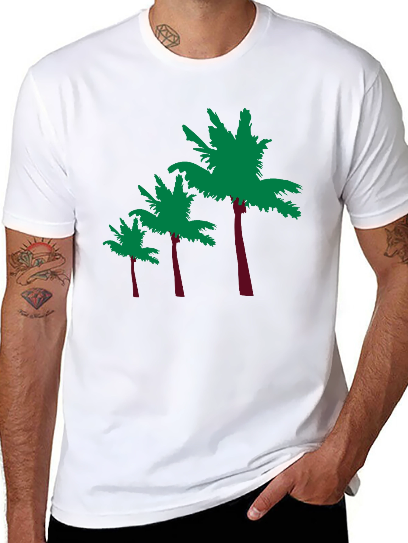 Black Tropical Palm Tree Graphic Tee - Black view 8