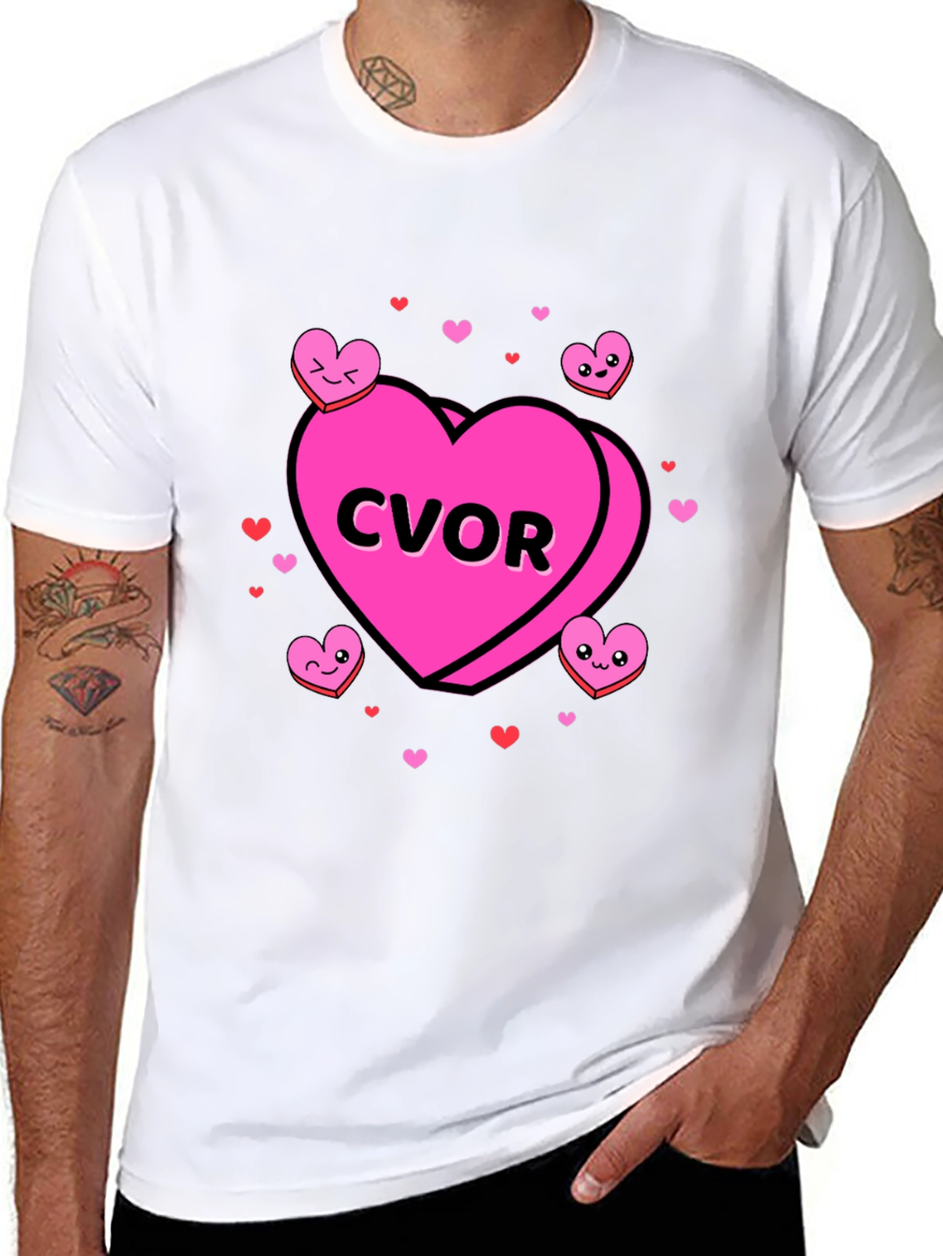 Black CVOR Heart Valentine's Day T-Shirt view 8