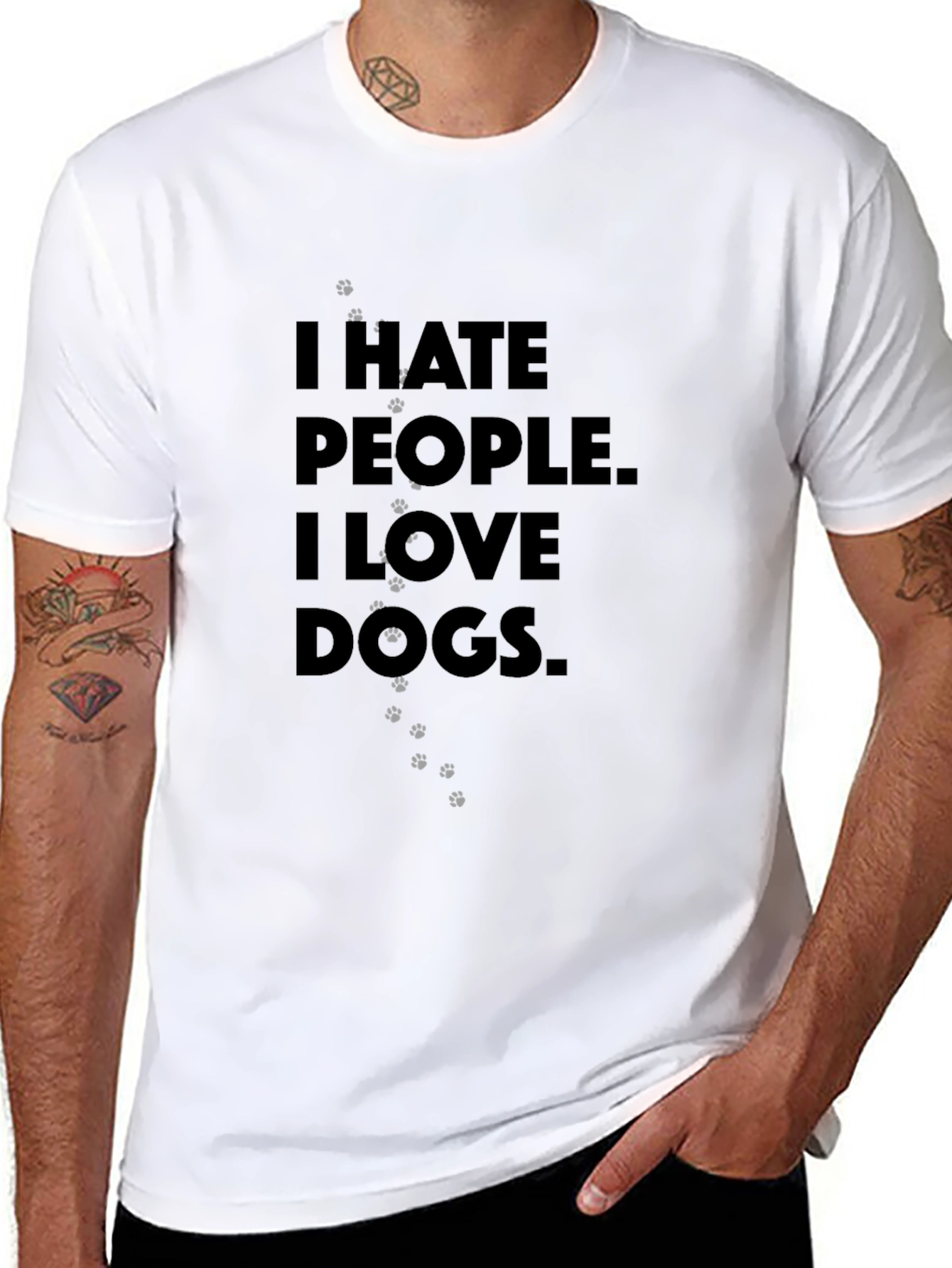 Black I Hate People, I Love Dogs T-Shirt view 8