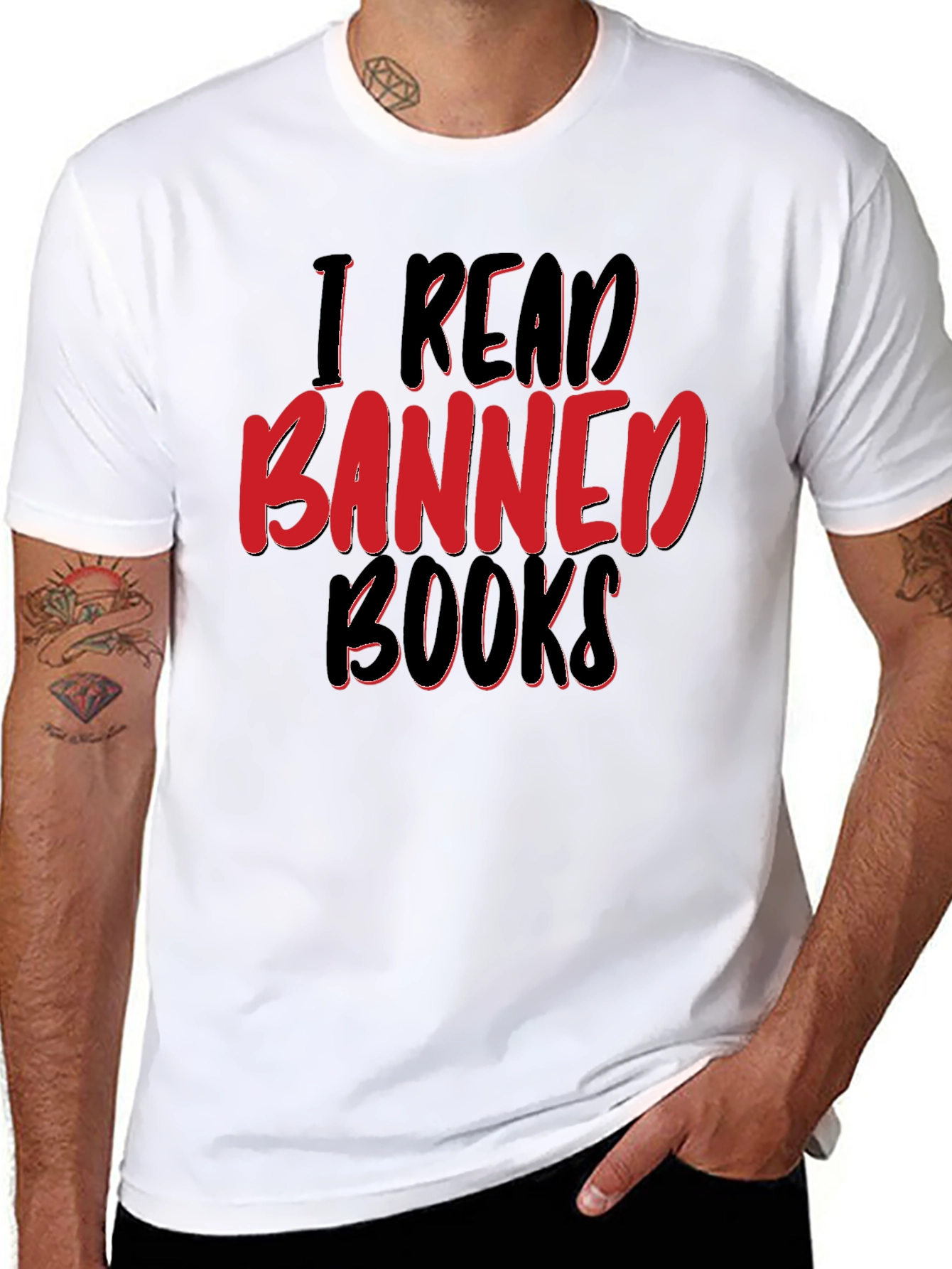 Black I Read Banned Books Graphic T-Shirt view 8