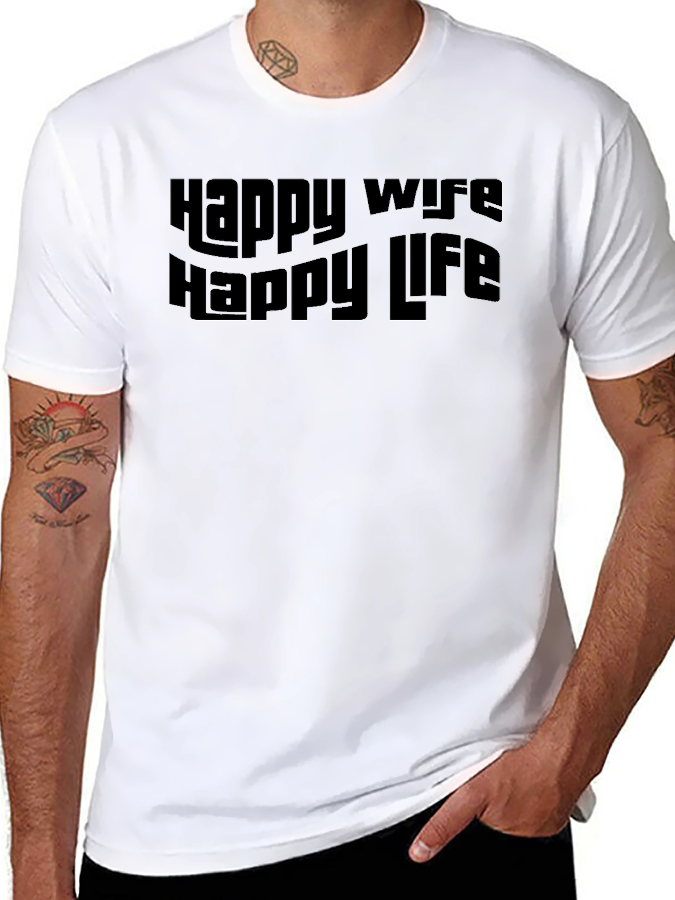 Black Happy Wife Happy Life Black T-Shirt view 8