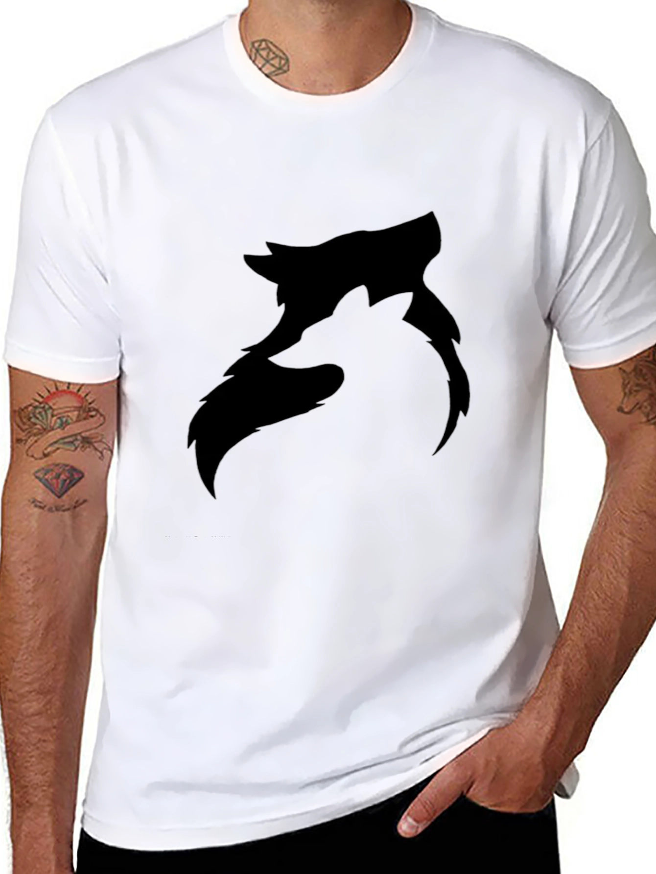 Black Black Wolf Graphic Tee - Modern Style view 8