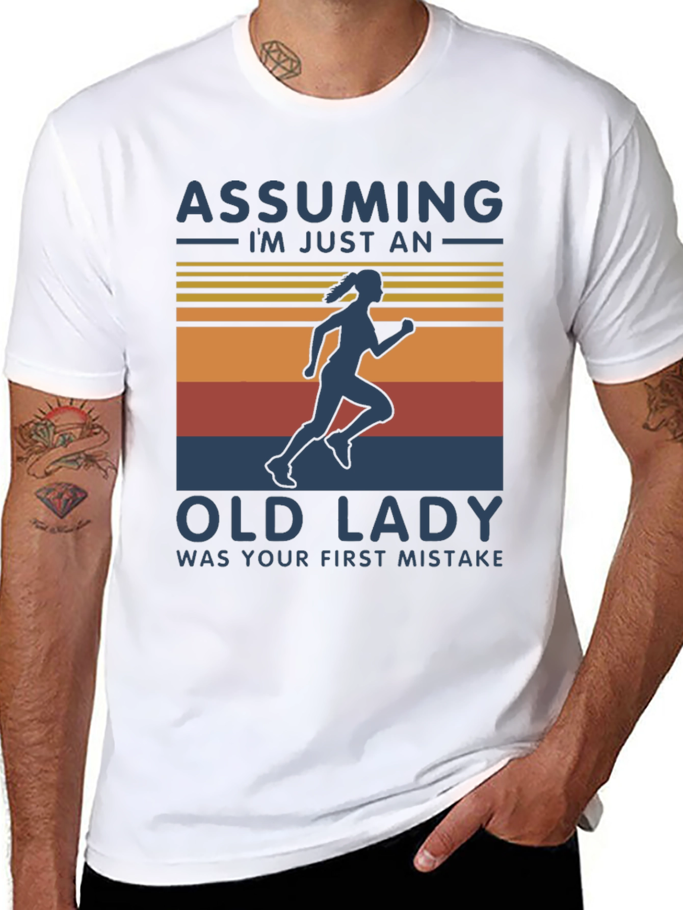 Black Assuming Old Lady Black Graphic T-Shirt view 8