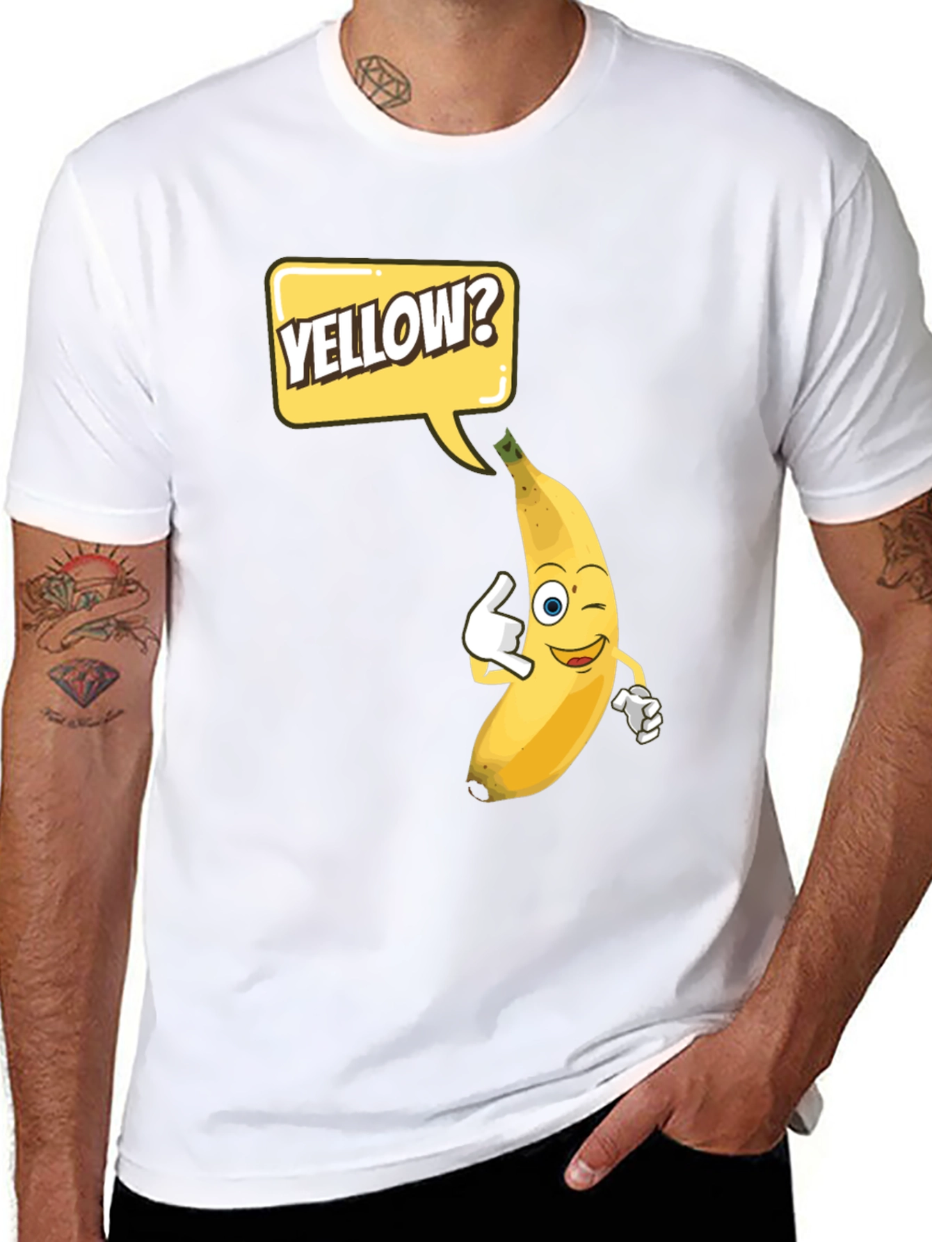 Black Funny Banana 'Yellow?' Graphic T-Shirt view 8