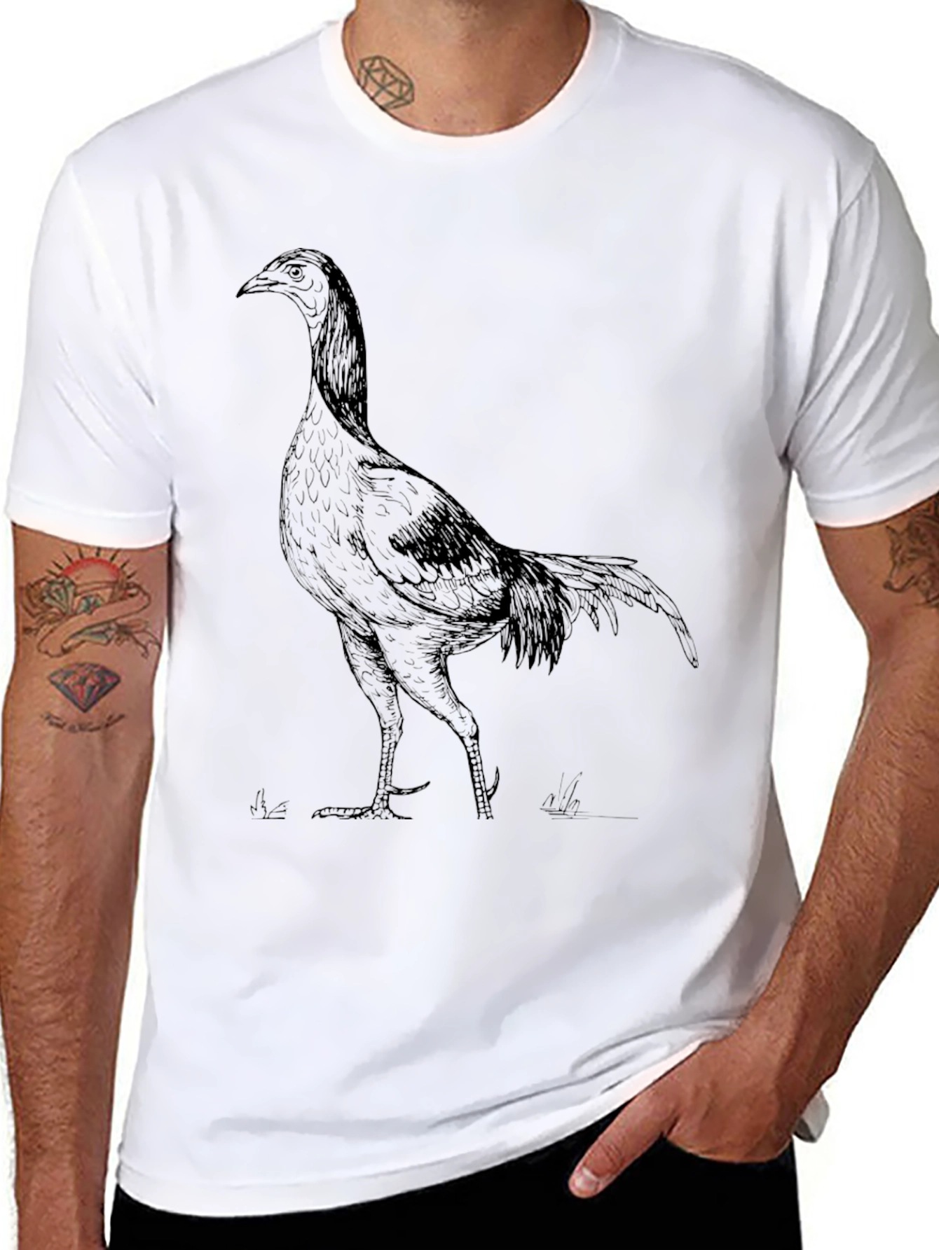 Black Cool Rooster Graphic Tee - Mens Black T-Shirt view 8