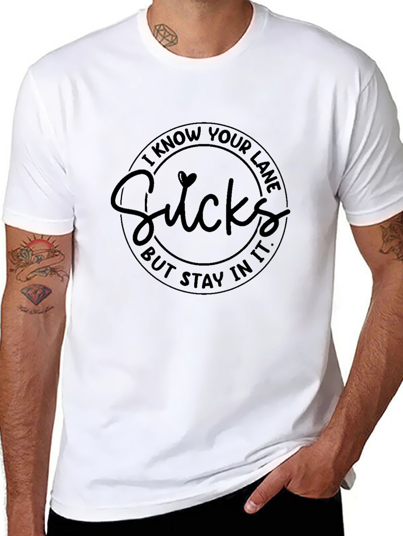 Black I Know Your Lane Sucks T-Shirt view 8