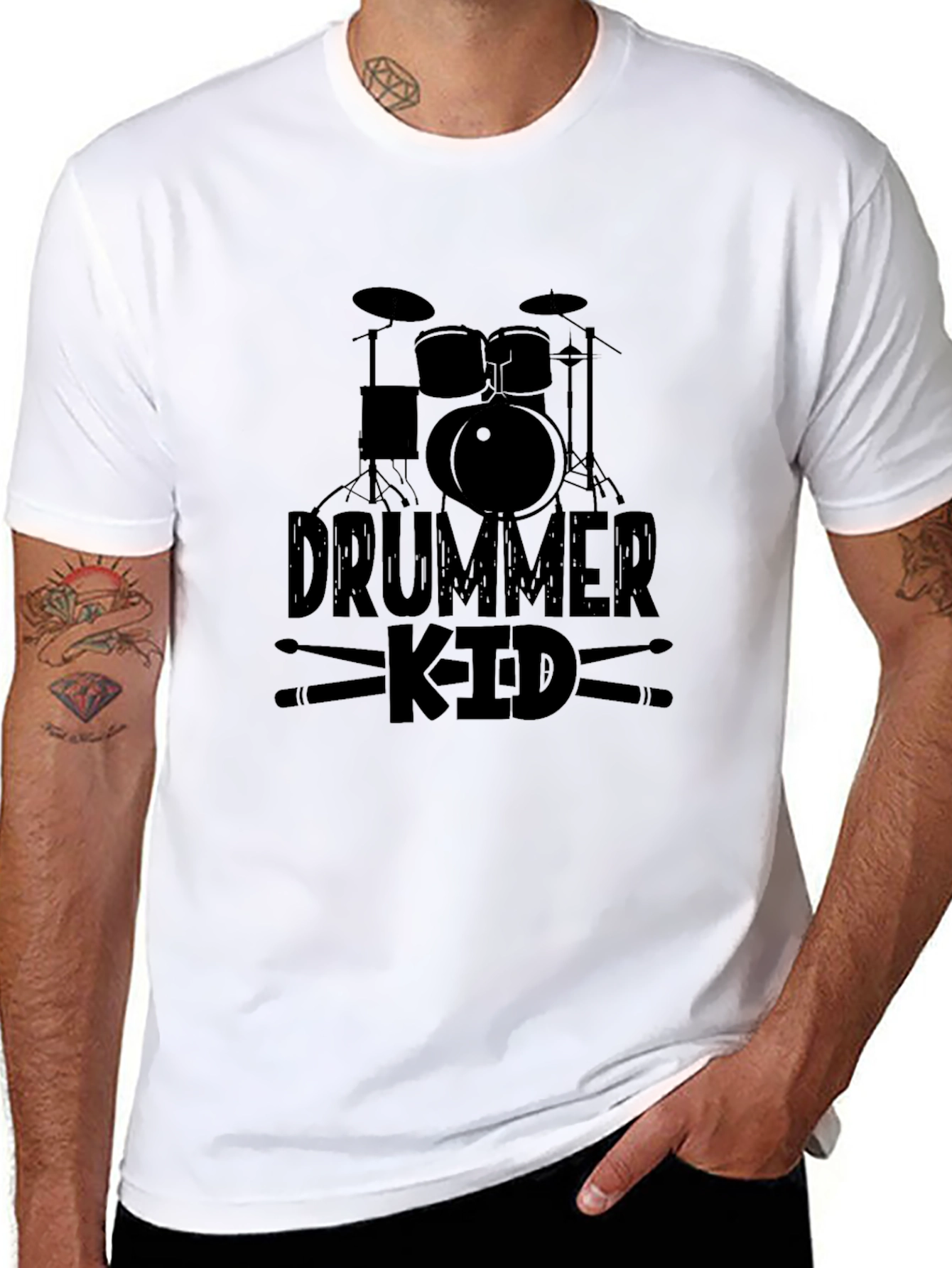 Black Drummer Kid Graphic Black T-Shirt view 8