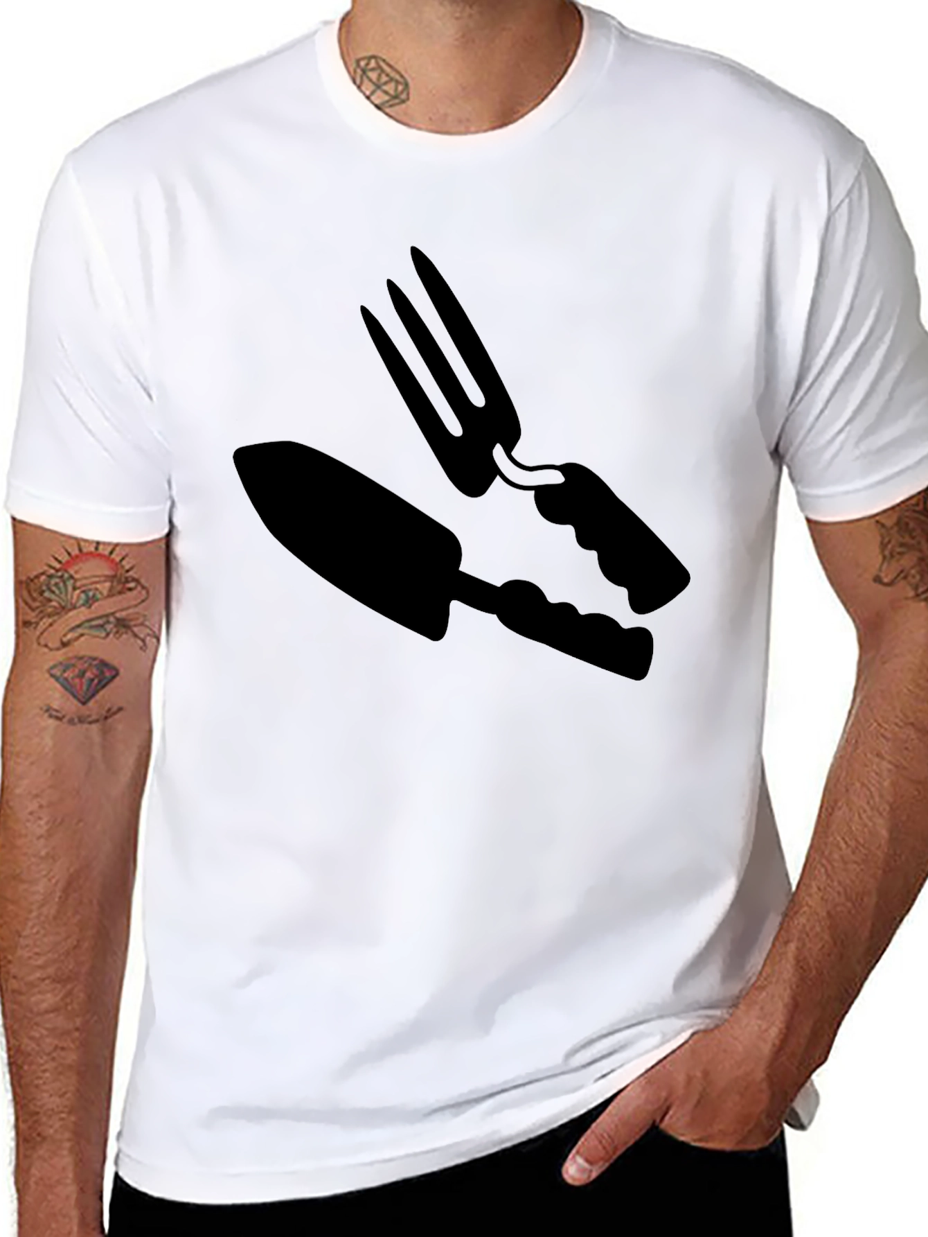 Black Gardening Tool Graphic Tee - Black Cotton Comfort view 8