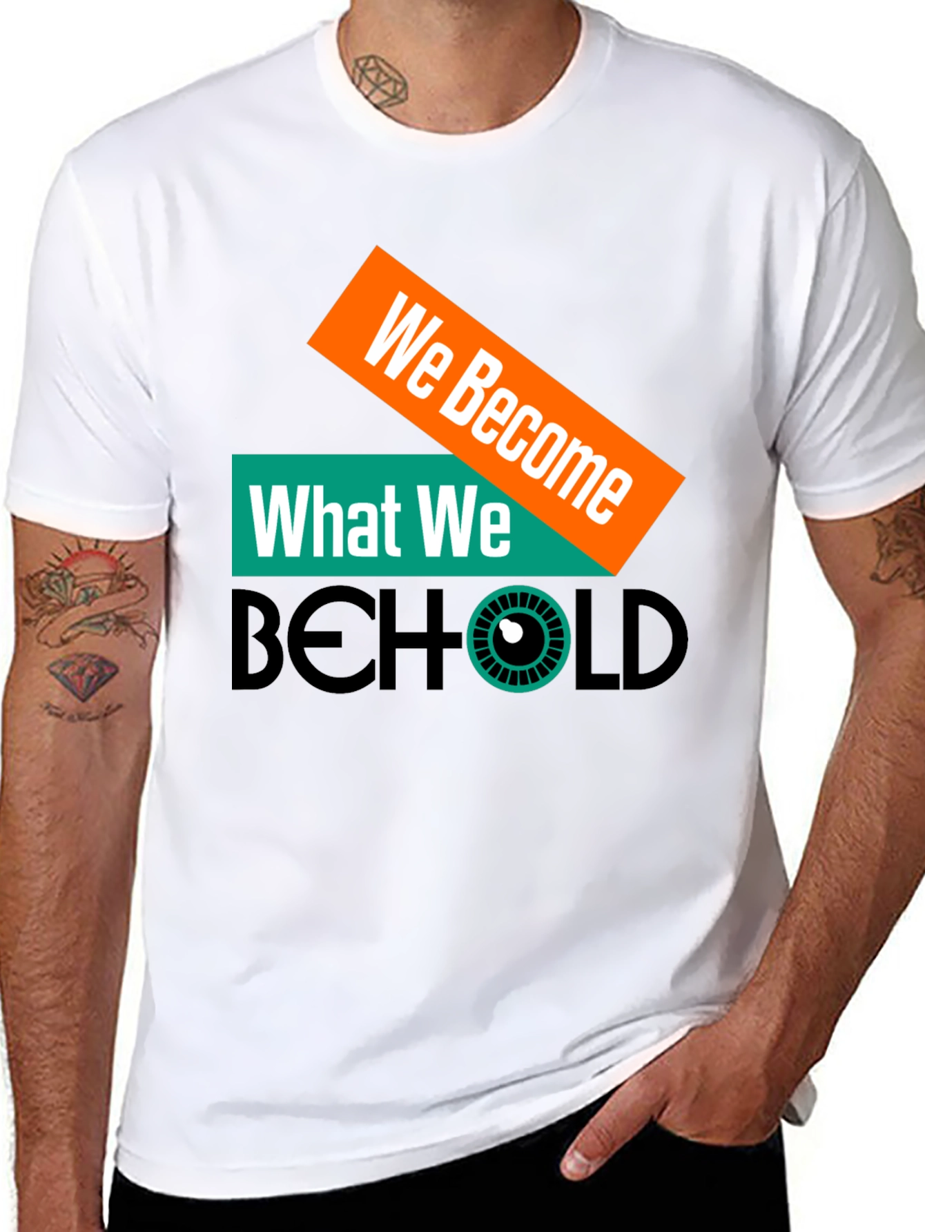 Black We Become What We Behold Graphic Tee view 8