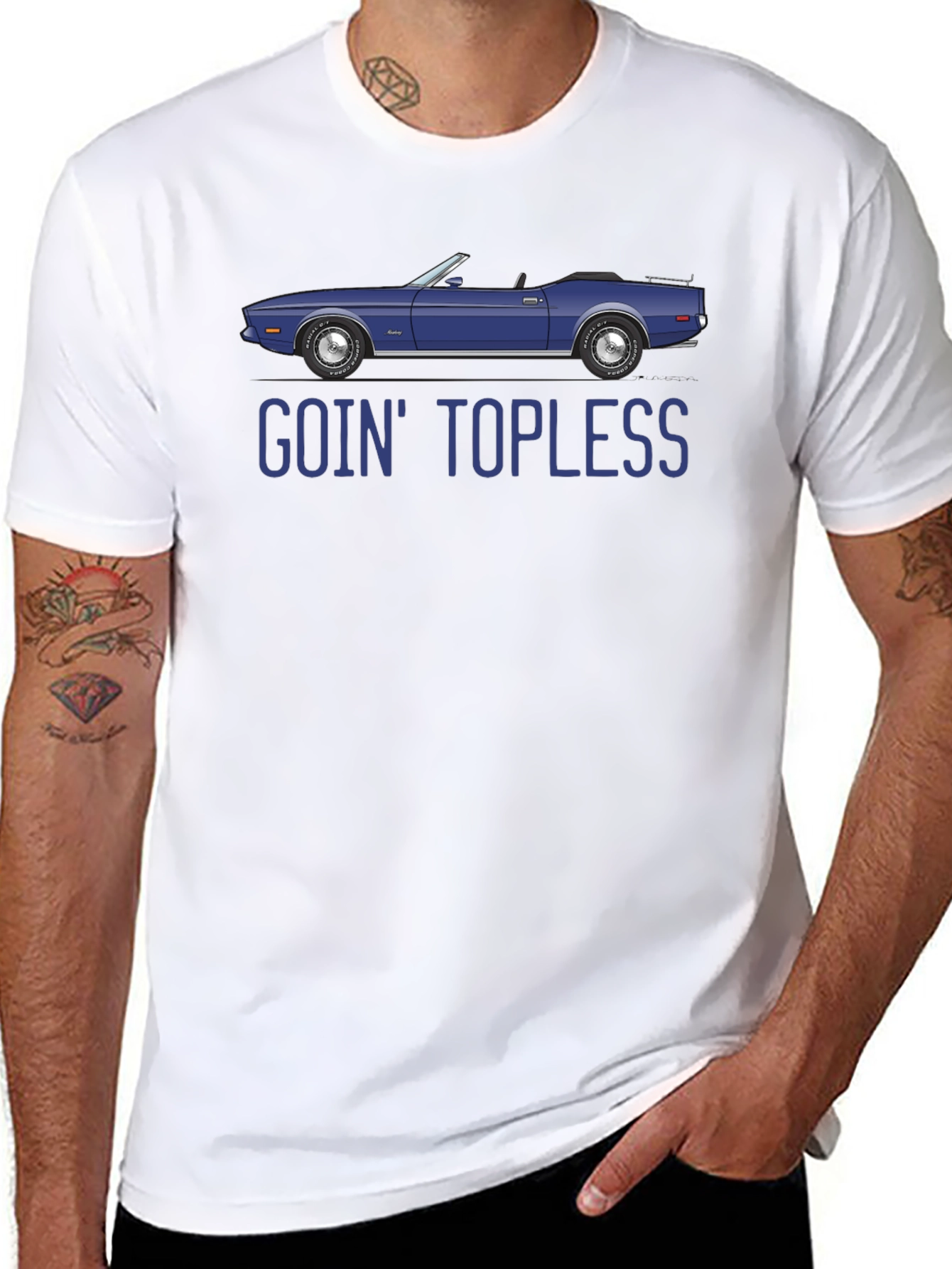 Black Goin' Topless Car T-Shirt - Black view 8