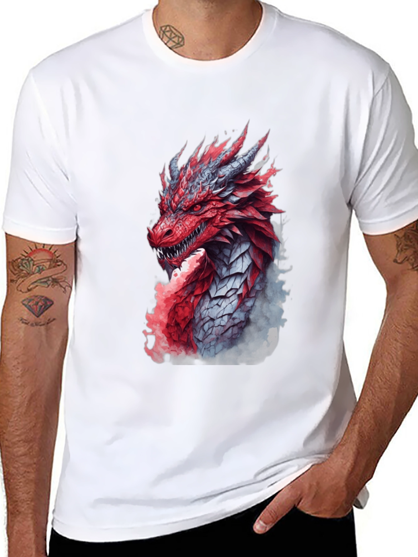 Black Dragon Graphic Print Black T-Shirt view 8