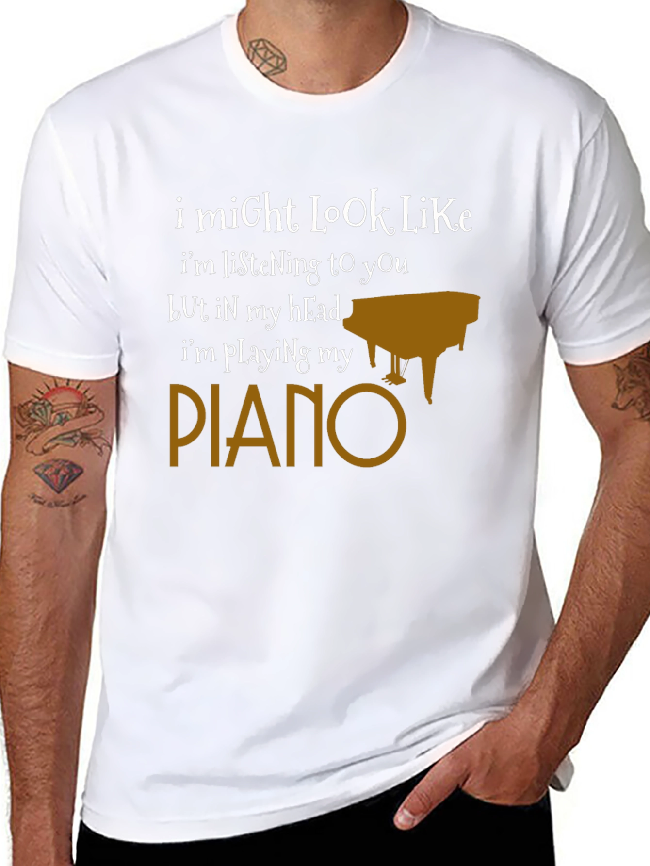 Black Funny Piano T-Shirt - I'm Playing My Piano view 8