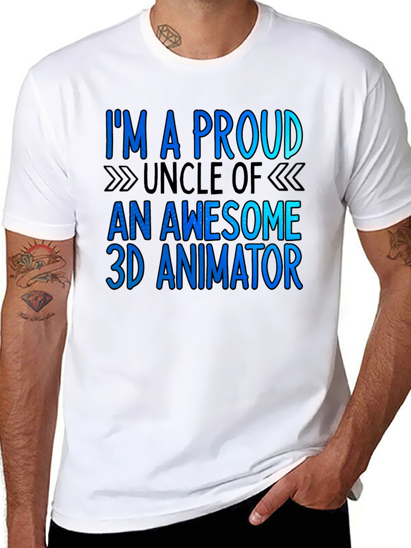 Black Proud Uncle of a 3D Animator T-Shirt view 8