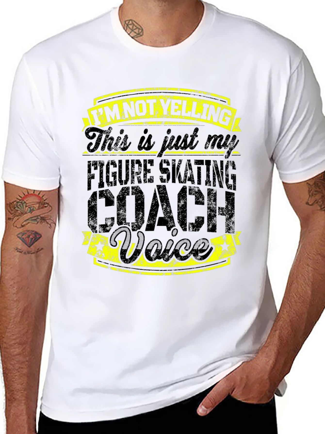 Black Figure Skating Coach T-Shirt - I'm Not Yelling Voice view 8