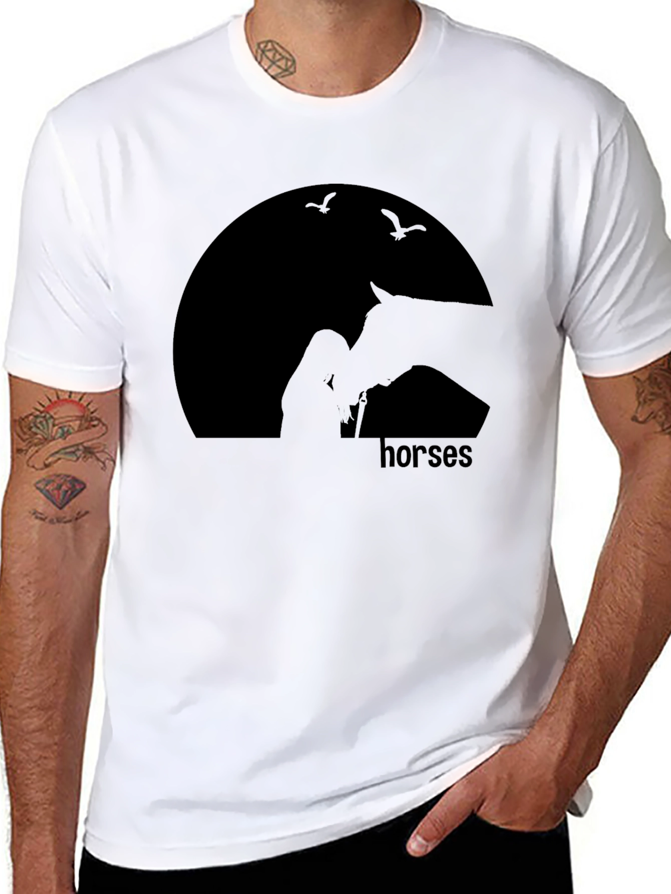 Black Horses Silhouette T-Shirt - Unisex Black Tee view 8