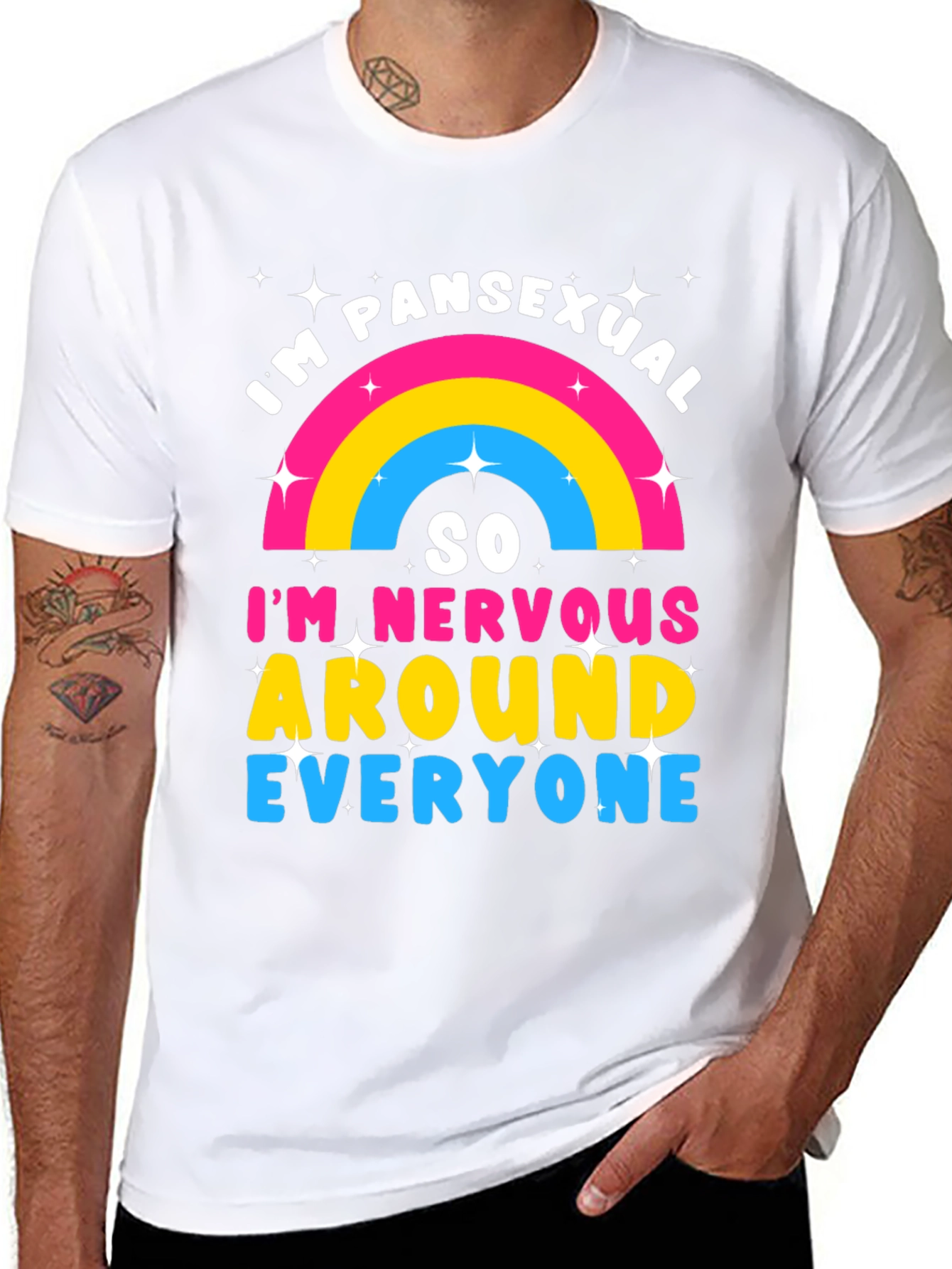 Black Pansexual Pride T-Shirt - Nervous Around Everyone! view 8