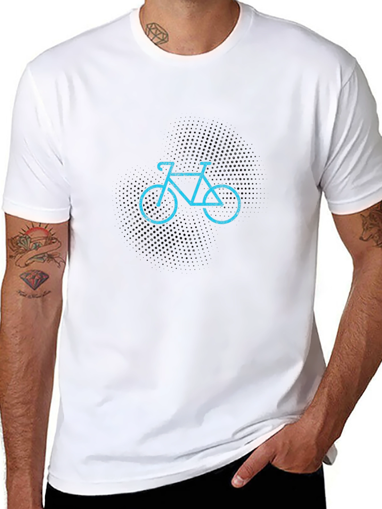 Black Cool Bicycle Graphic Print Men's Black T-Shirt view 8