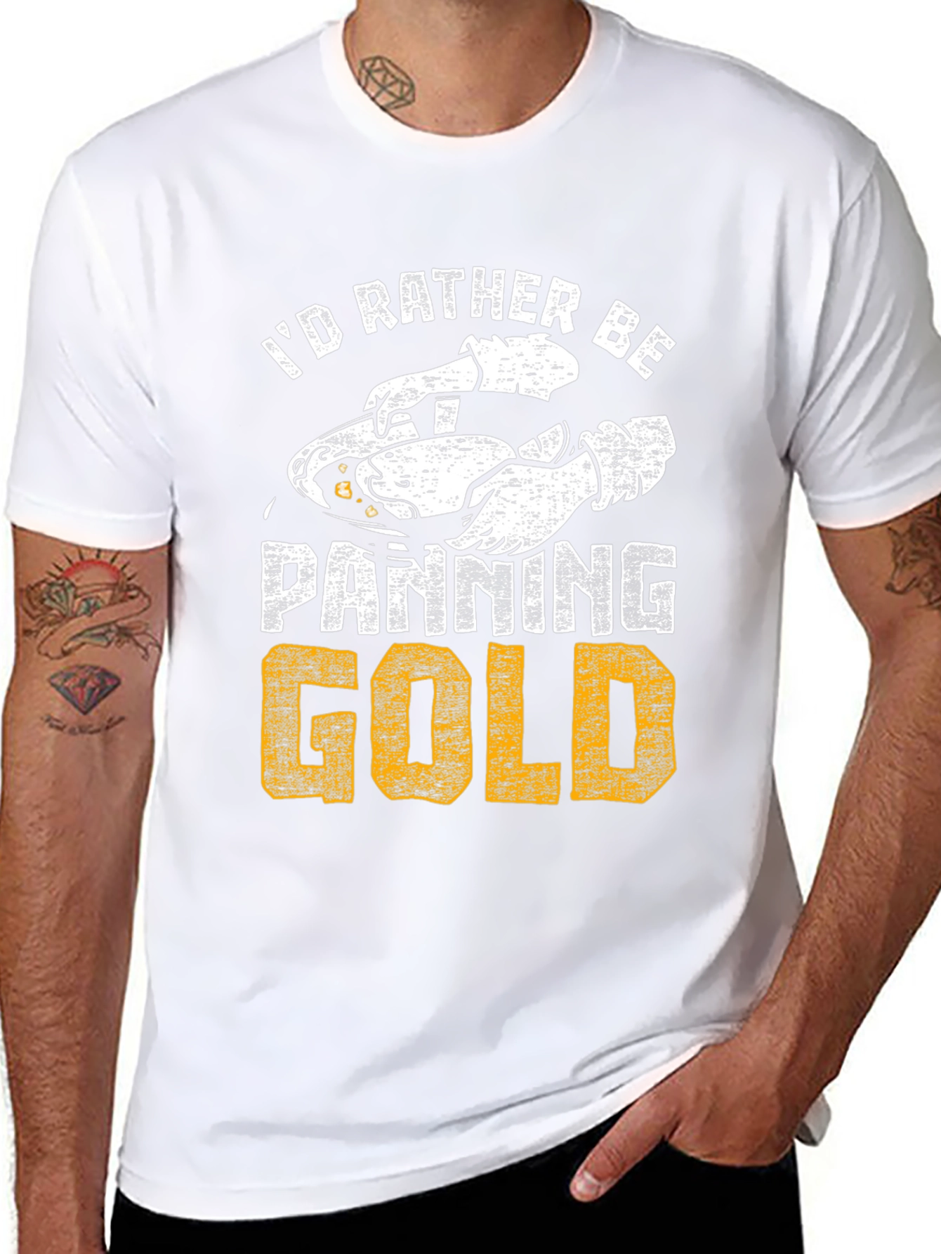 Black I'd Rather Be Panning Gold T-Shirt view 8