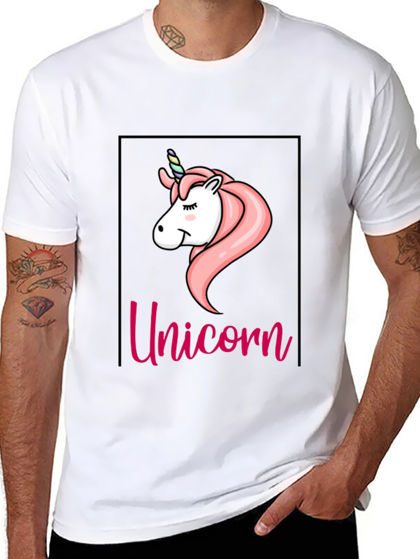Black Unicorn Graphic Tee - Black Cotton T-Shirt view 8