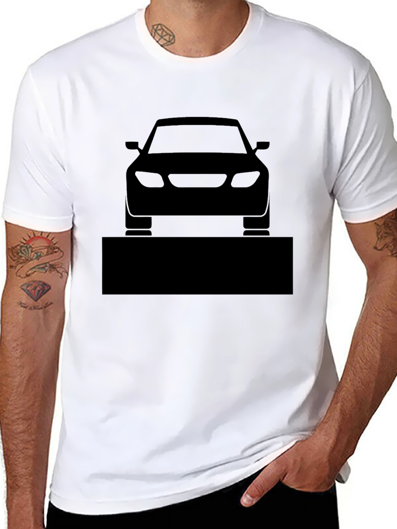 Black Men's Black Car Graphic T-Shirt view 8