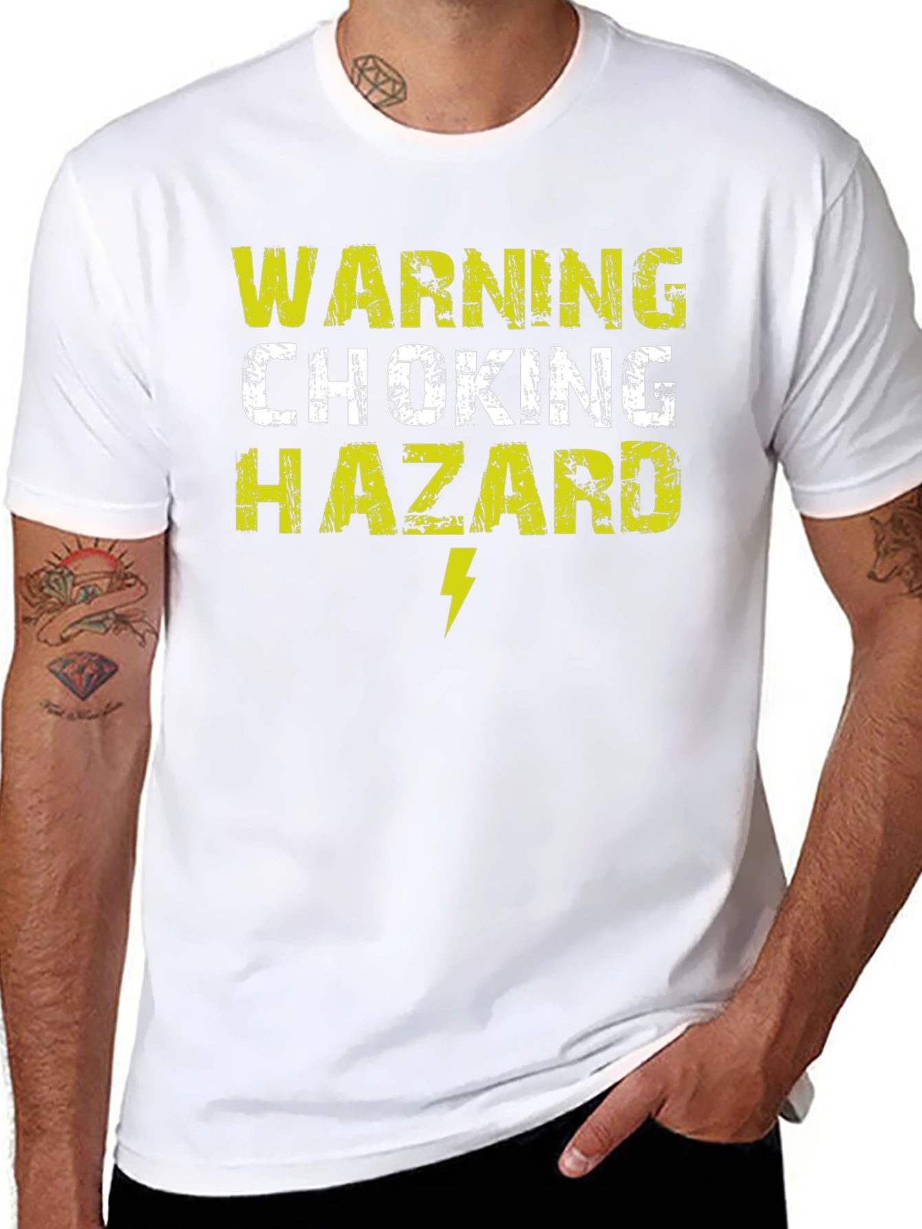Black Warning Choking Hazard T-Shirt Funny Graphic Tee view 8