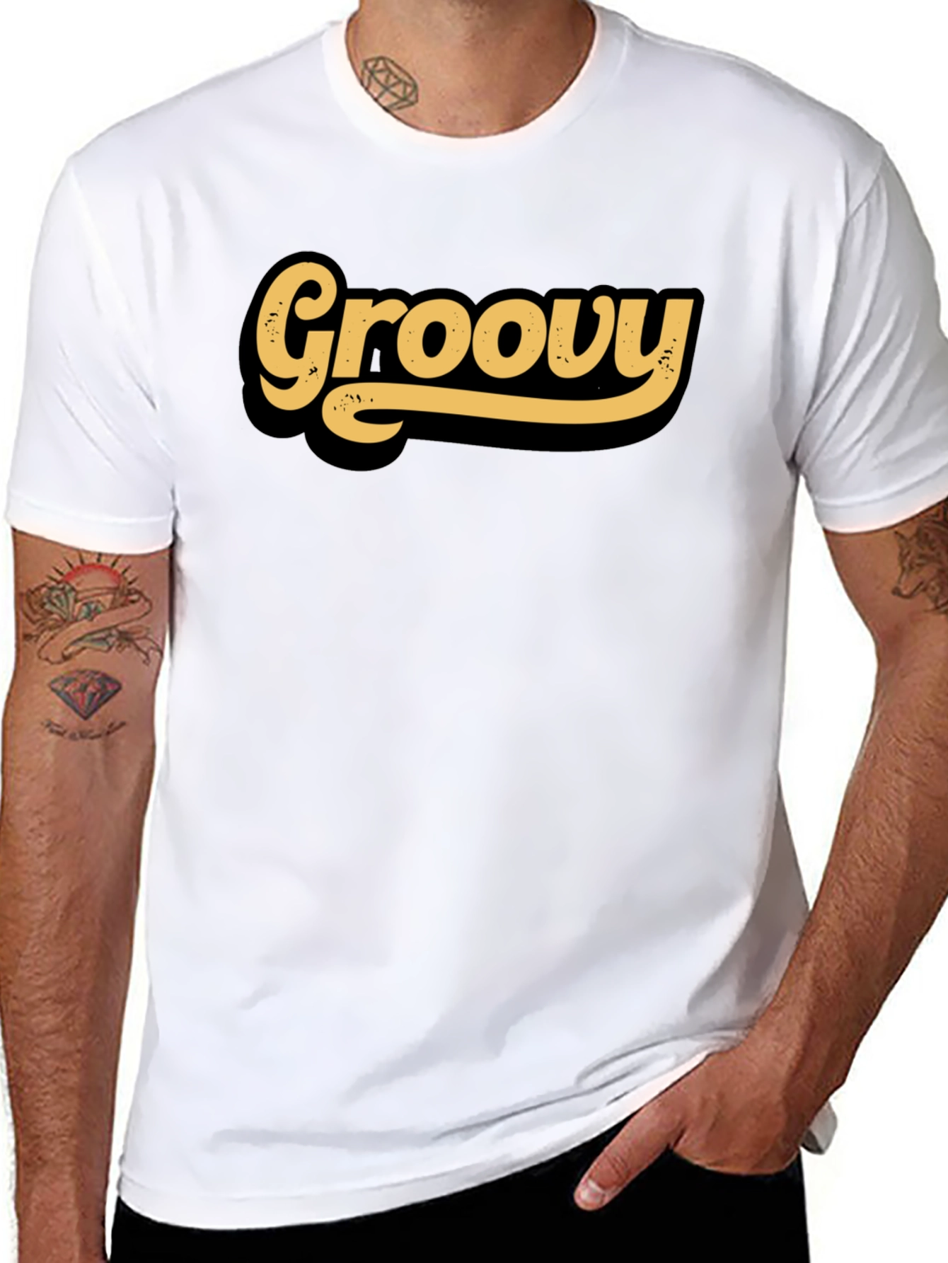 Black Groovy Retro T-Shirt - Classic Design view 8
