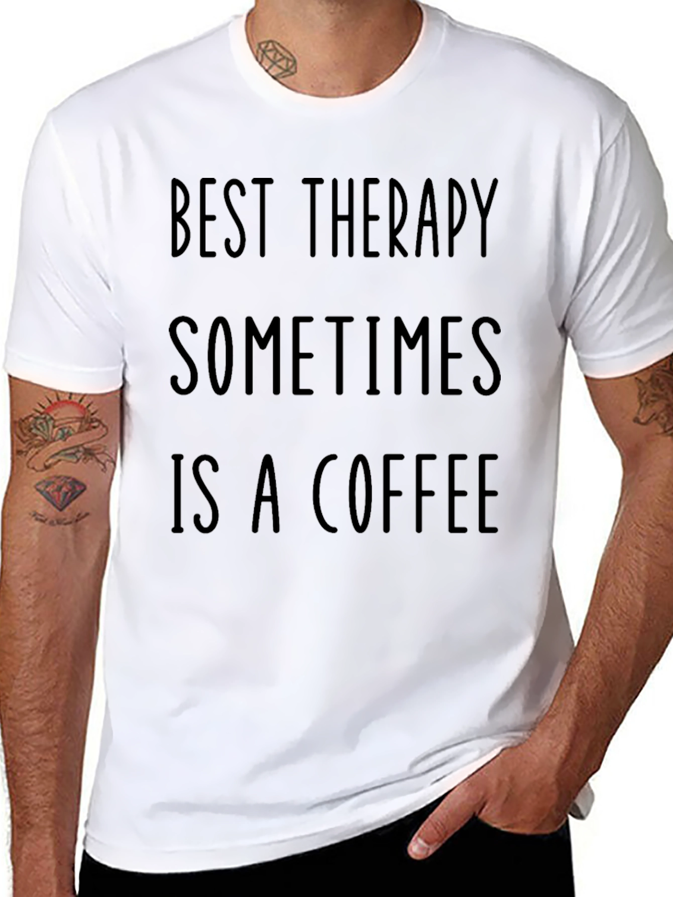 Black Best Therapy Coffee T-Shirt - Unisex Casual Tee view 8