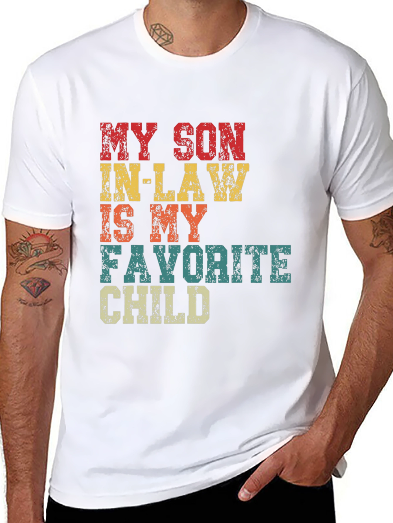 Black Funny Son-in-Law Favorite Child T-Shirt view 8