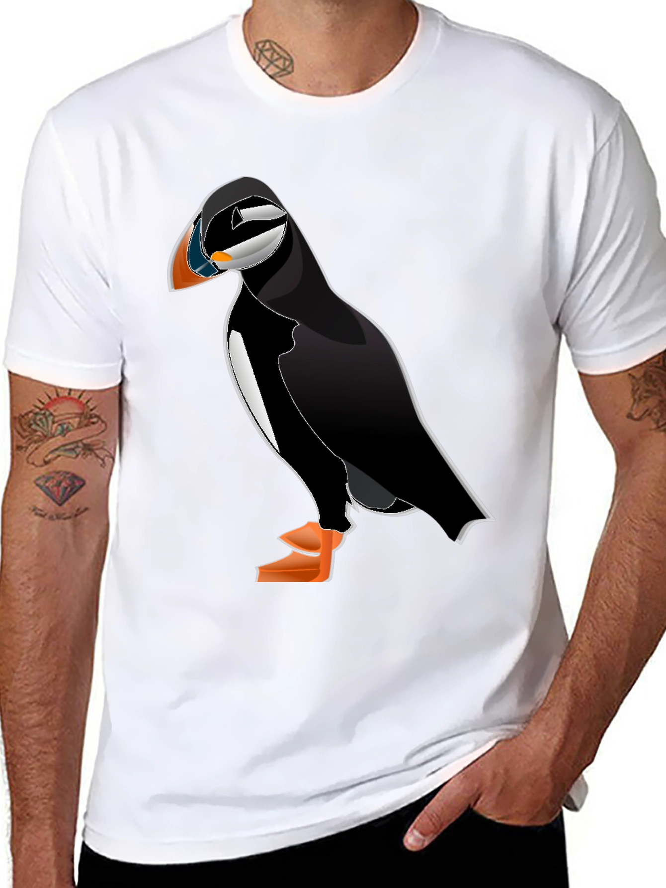 Black Puffin Graphic Tee - Black Cotton Blend view 8