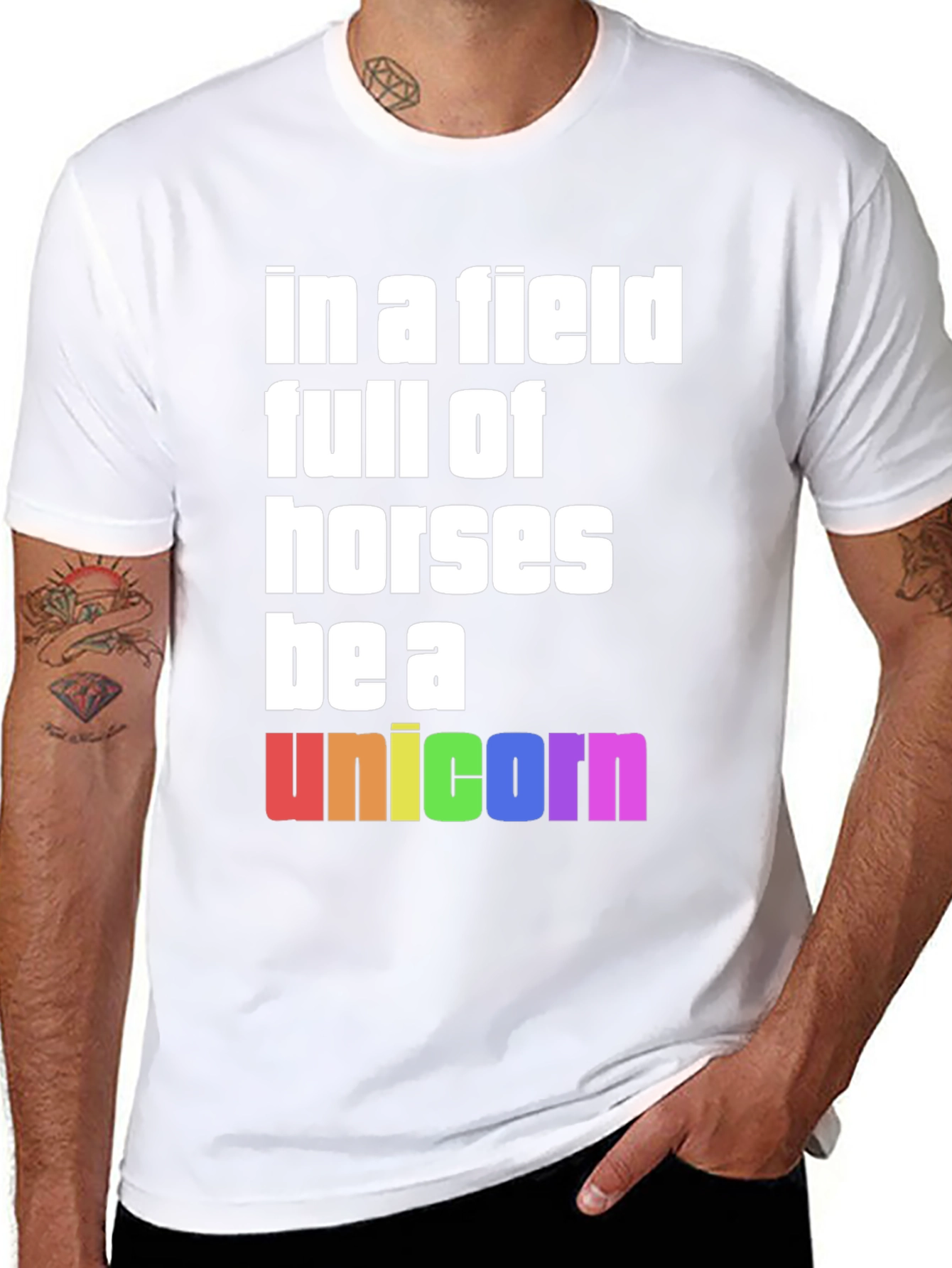Black Unicorn Tee - Be Unique Rainbow Pride T-Shirt view 8