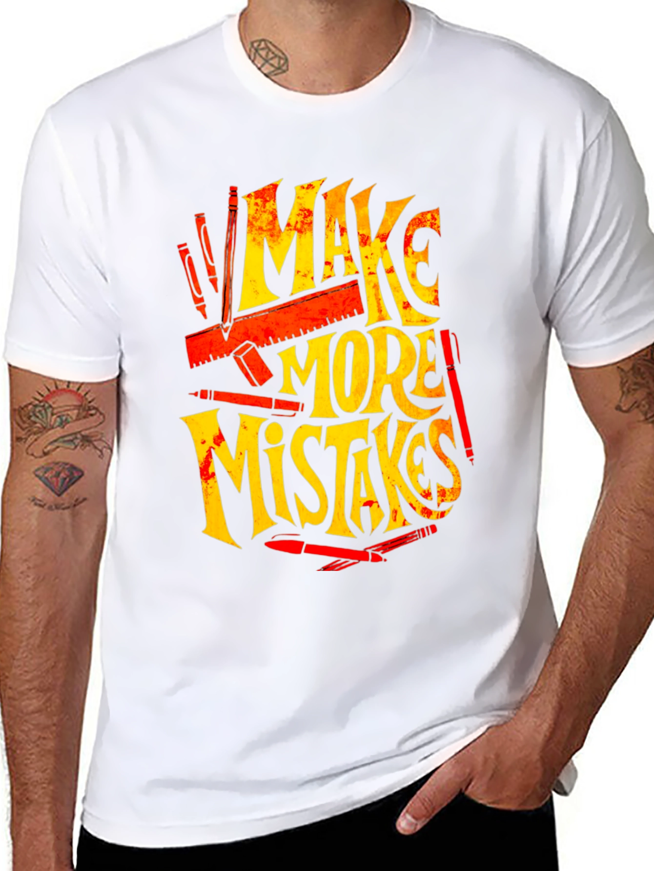 Black Make More Mistakes Graphic Tee - Black view 8