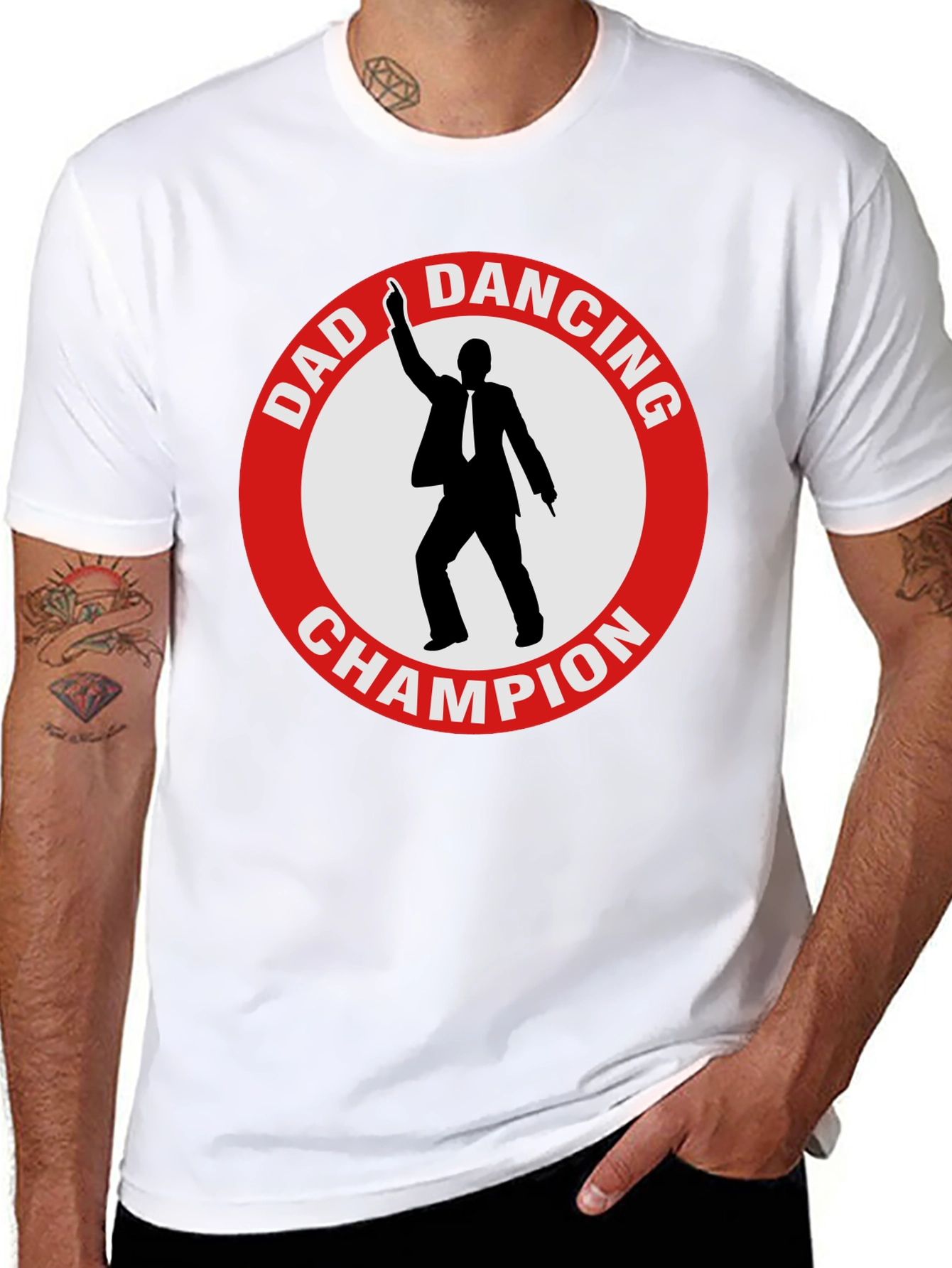Black Dad Dancing Champion T-Shirt - Black Cotton Tee view 8