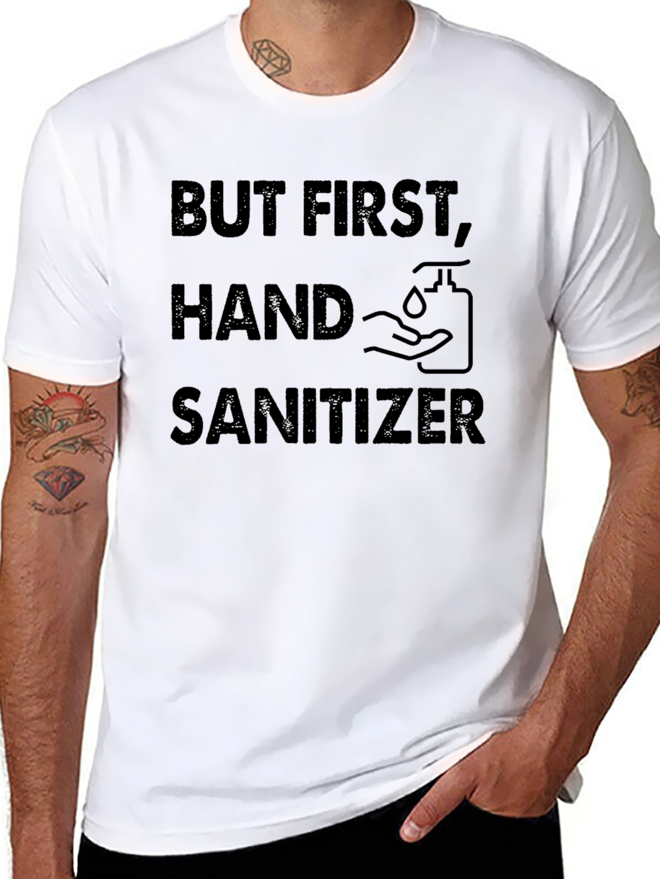 Black But First, Hand Sanitizer Graphic Tee - Black view 8