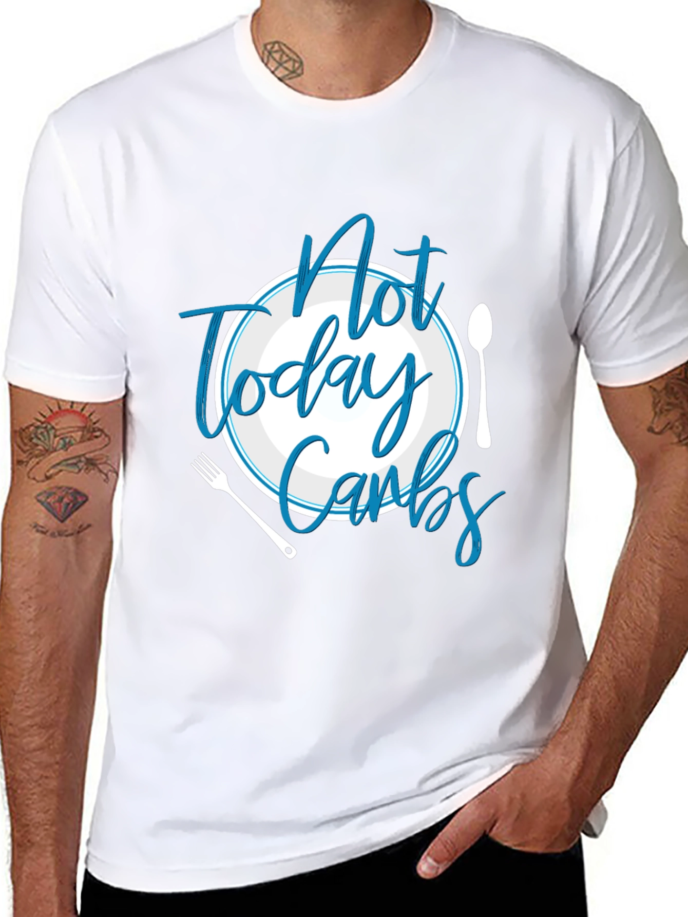Black Funny "Not Today Carbs" Graphic T-Shirt view 8