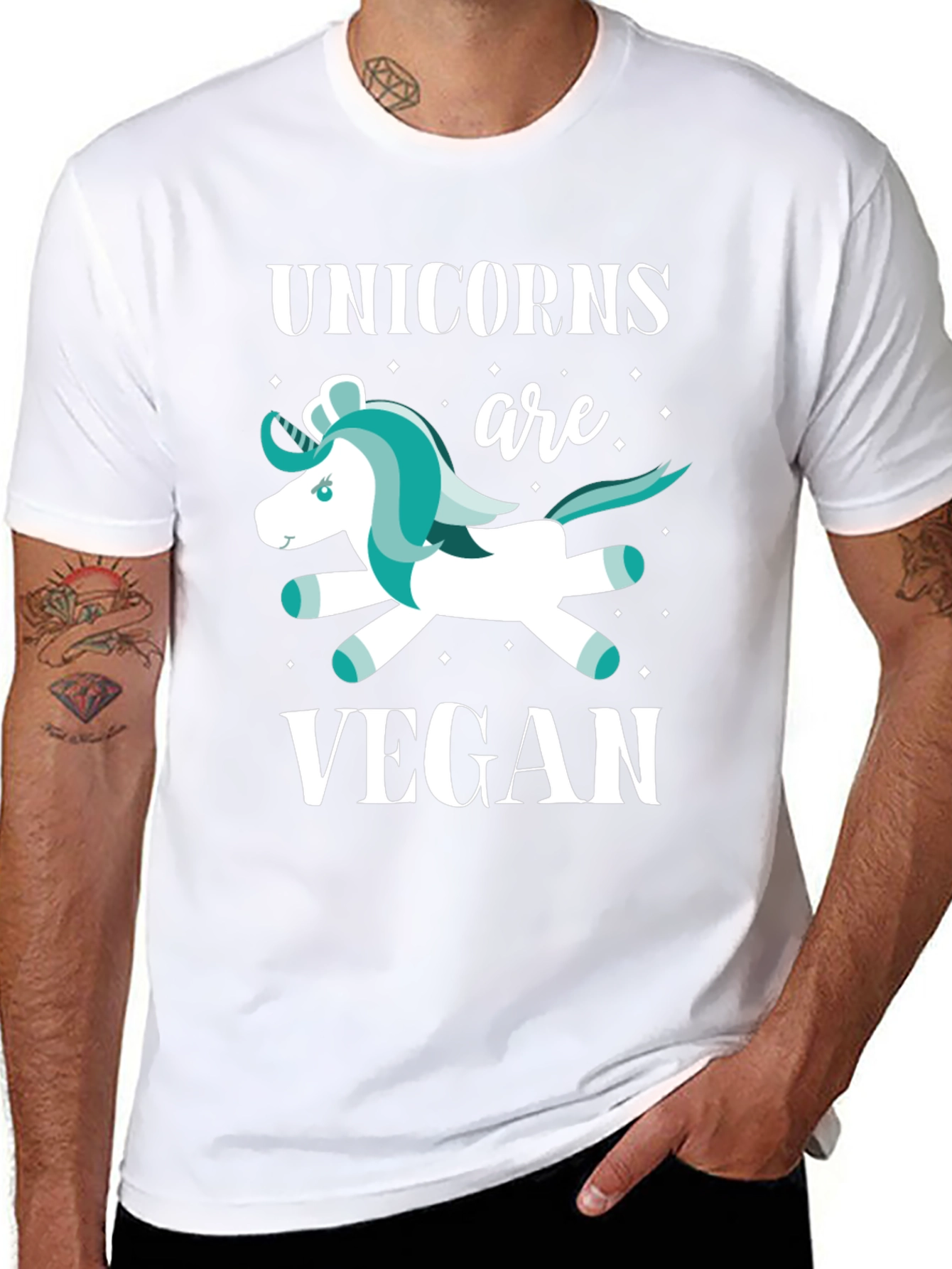 Black Unicorns are Vegan Graphic T-Shirt view 8