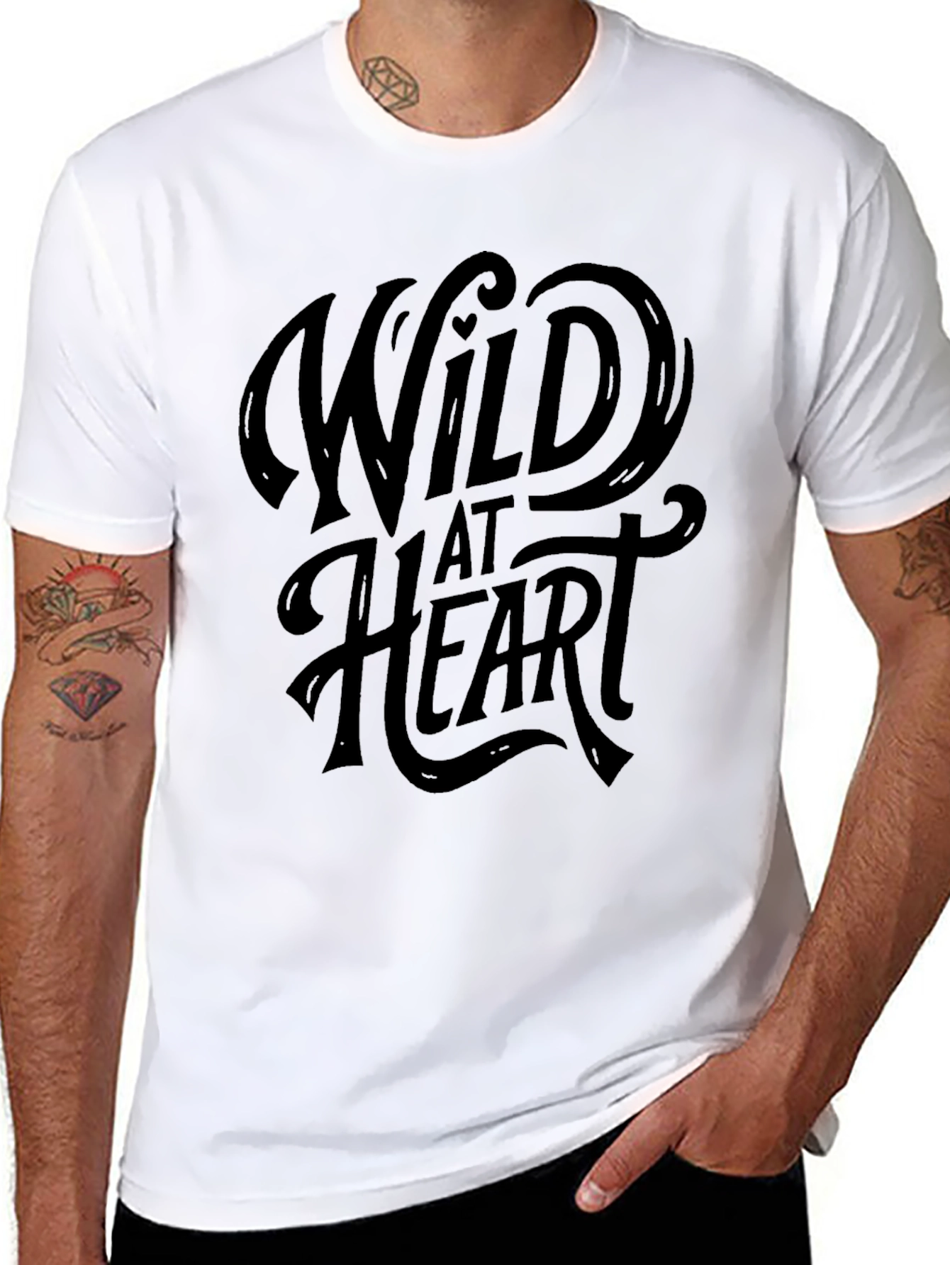Black Wild at Heart Graphic Tee - Unisex Black T-Shirt view 8