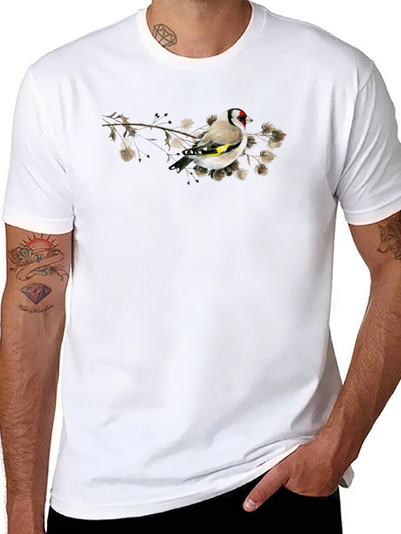 Black Bird on Branch Graphic Black Tee view 8