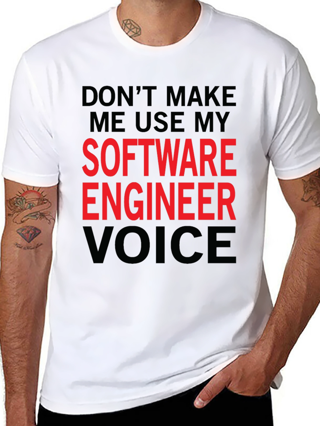 Black Software Engineer Voice T-Shirt - Funny Coded Humor view 8