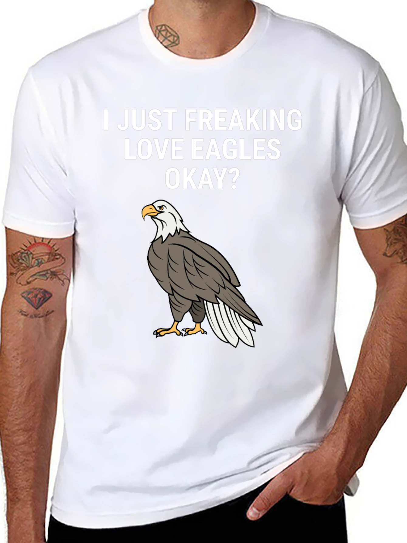 Black I Love Eagles T-Shirt - Black Cotton Graphic Tee view 8