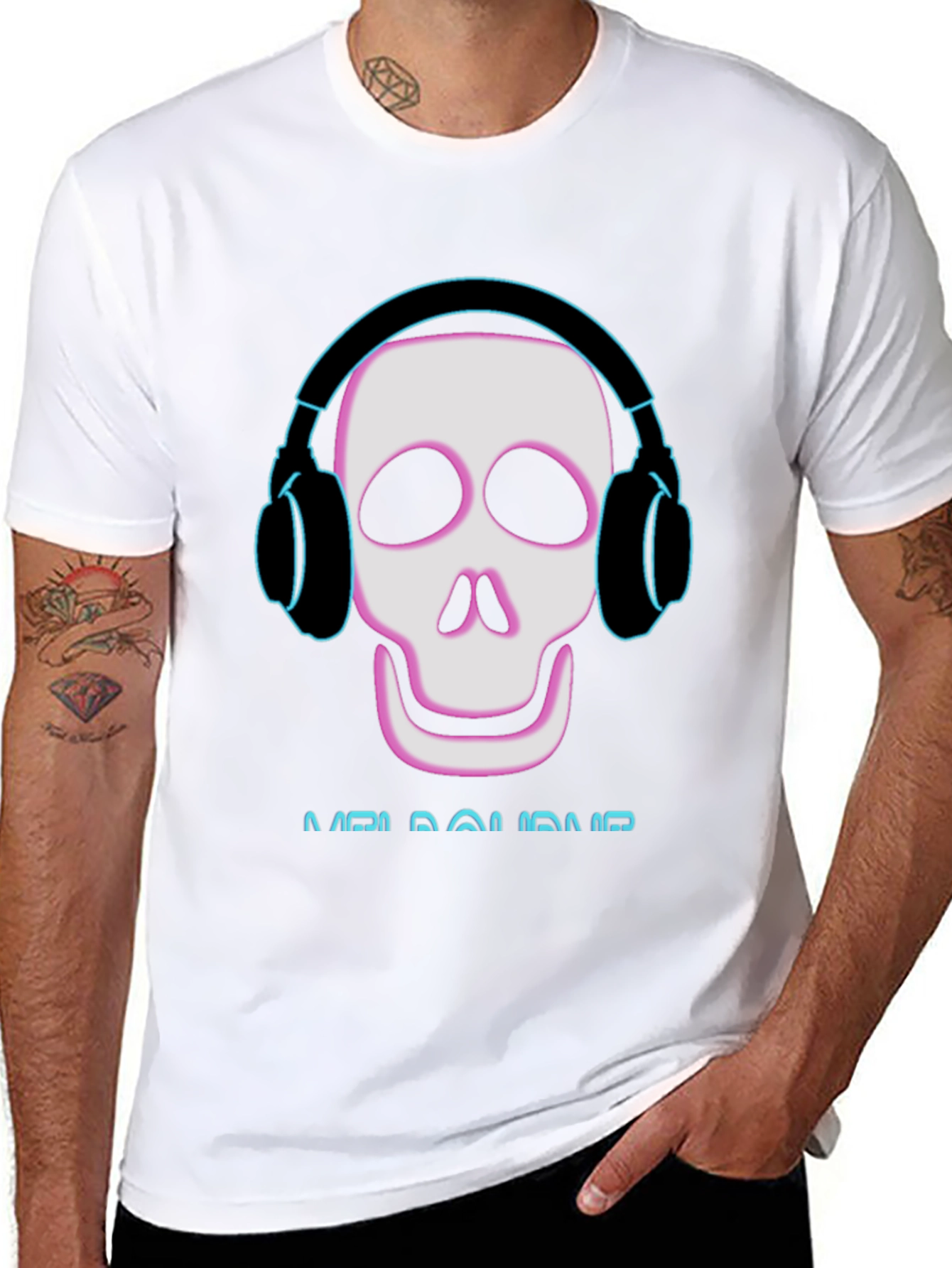 Black Skull Headphones T-Shirt - Music Lover Tee view 8