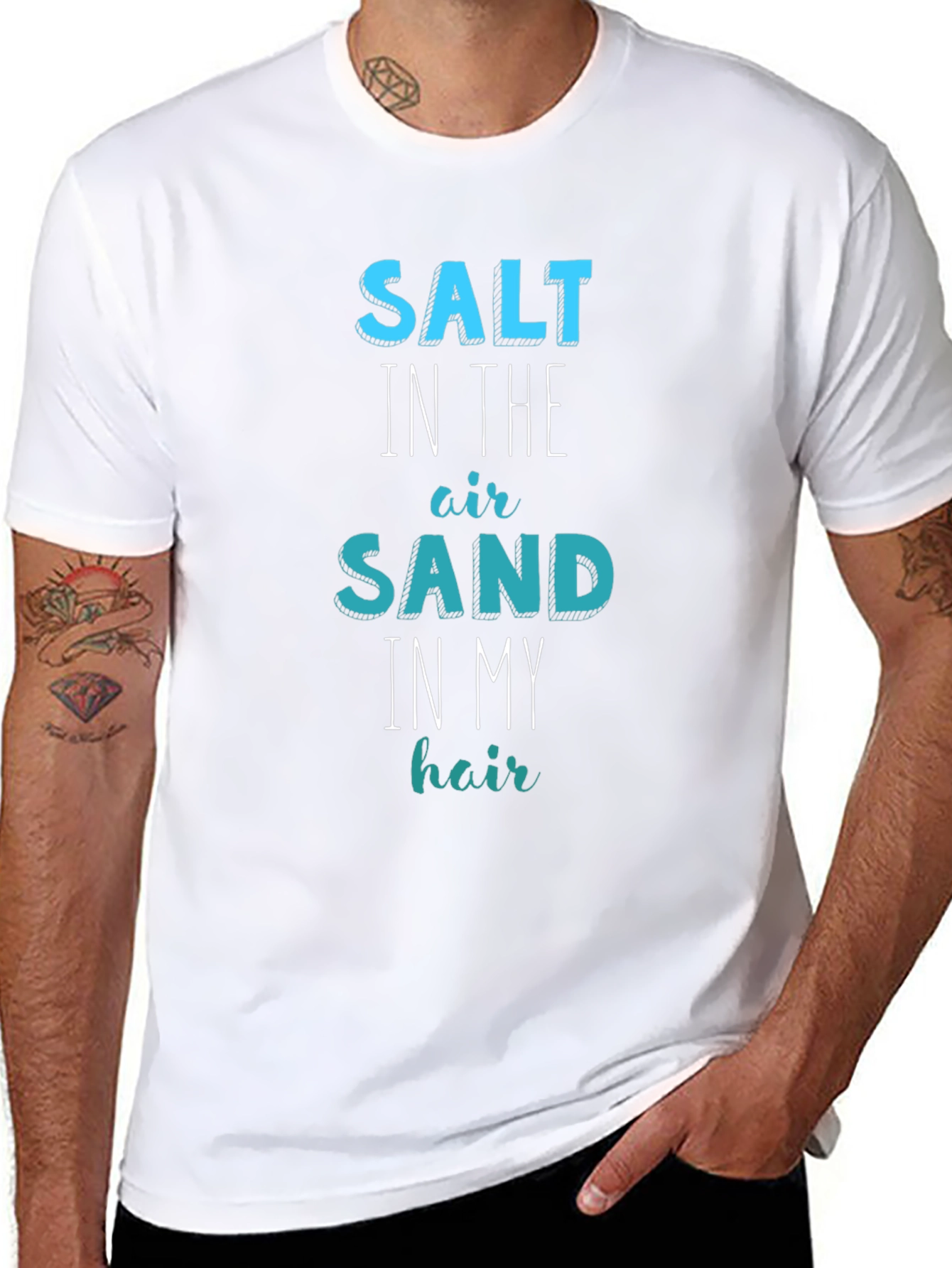 Black Salt Sand Hair T-Shirt: Summer Beach Fun view 8