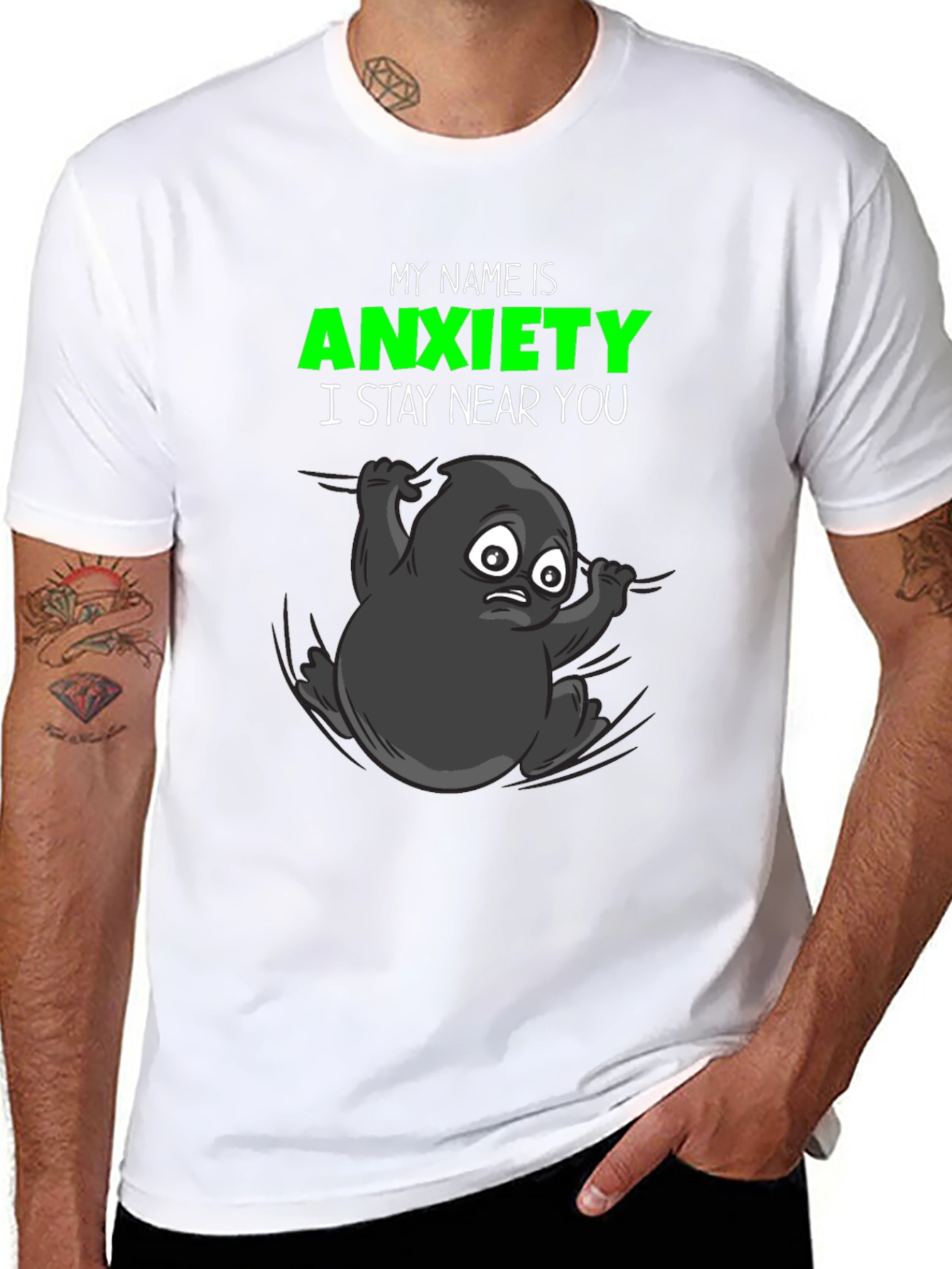 Black Anxiety T-Shirt: Funny Graphic Tee, Stay Near You view 8